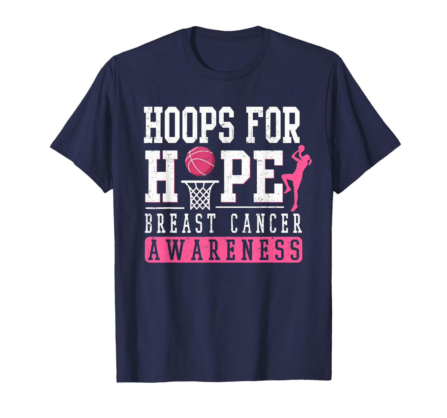 Hoops For Hope Basketball Player Breast Cancer Awareness T-Shirt