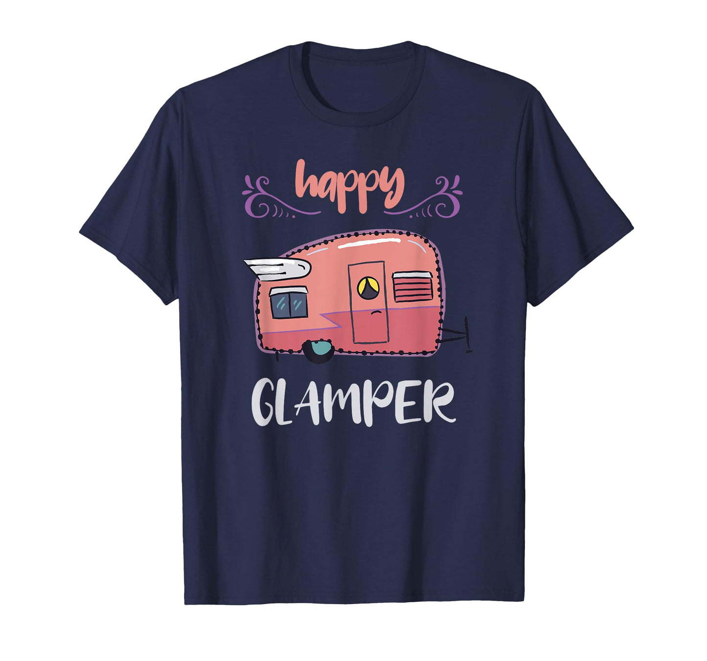 Happy Glamper Camping Girls Vacation Glamping Cute Trailer T-Shirt
