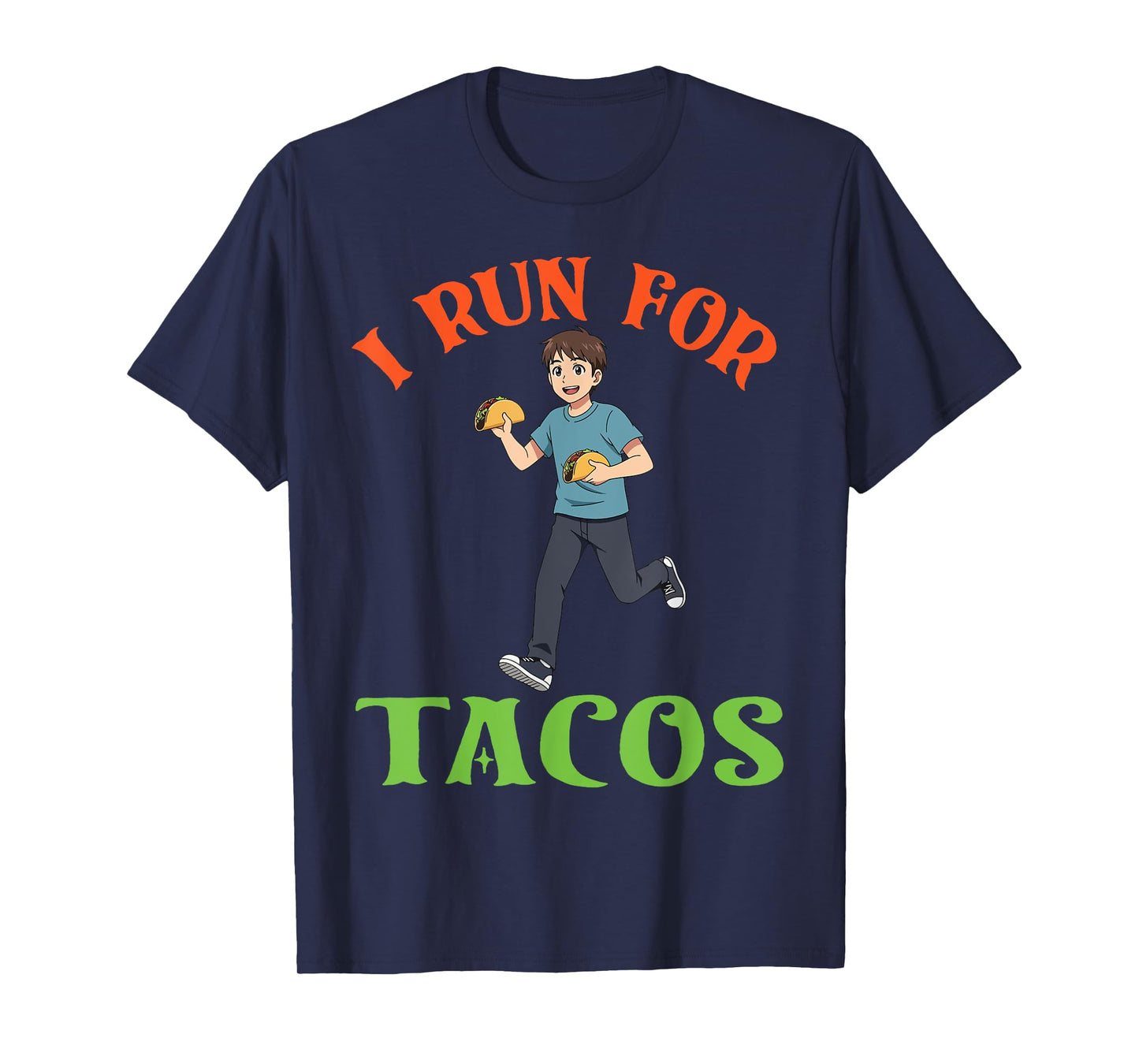 Cute Boy with Taco I Run for Tacos Funny Taco Runner Lover T-Shirt