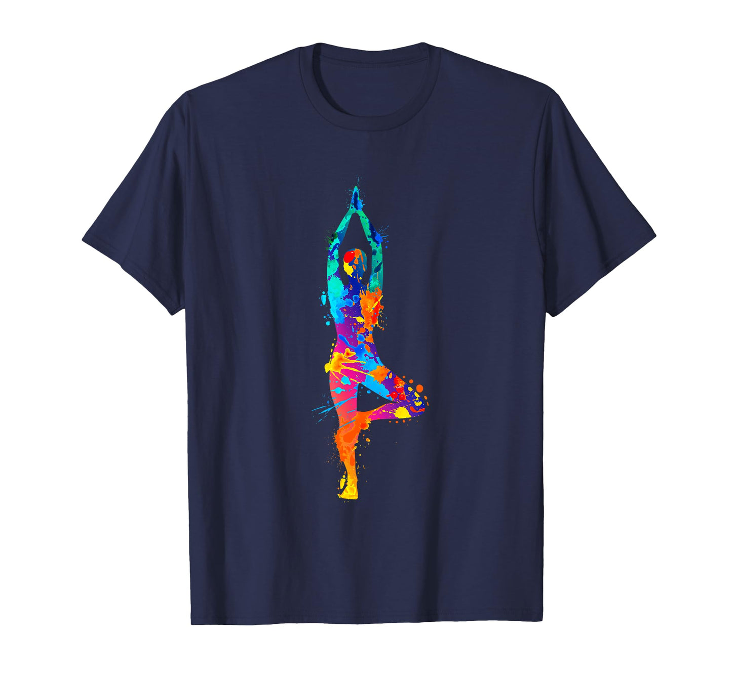 Artistic Yoga Watercolor Yoga Tree Colorful T-Shirt