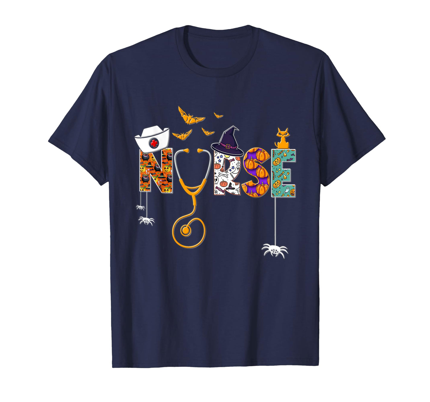 Halloween Nurse Nursing Cute Health Worker Halloween Pattern T-Shirt