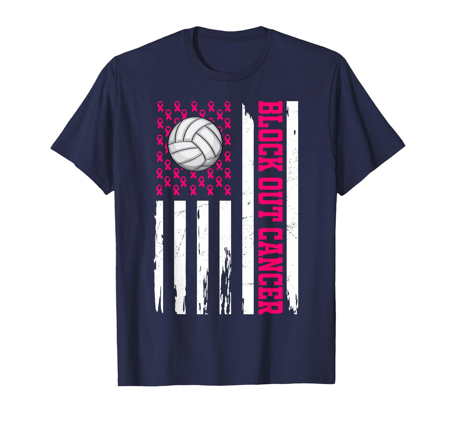 Volleyball Breast Cancer Awareness Block Out Cancer T-Shirt