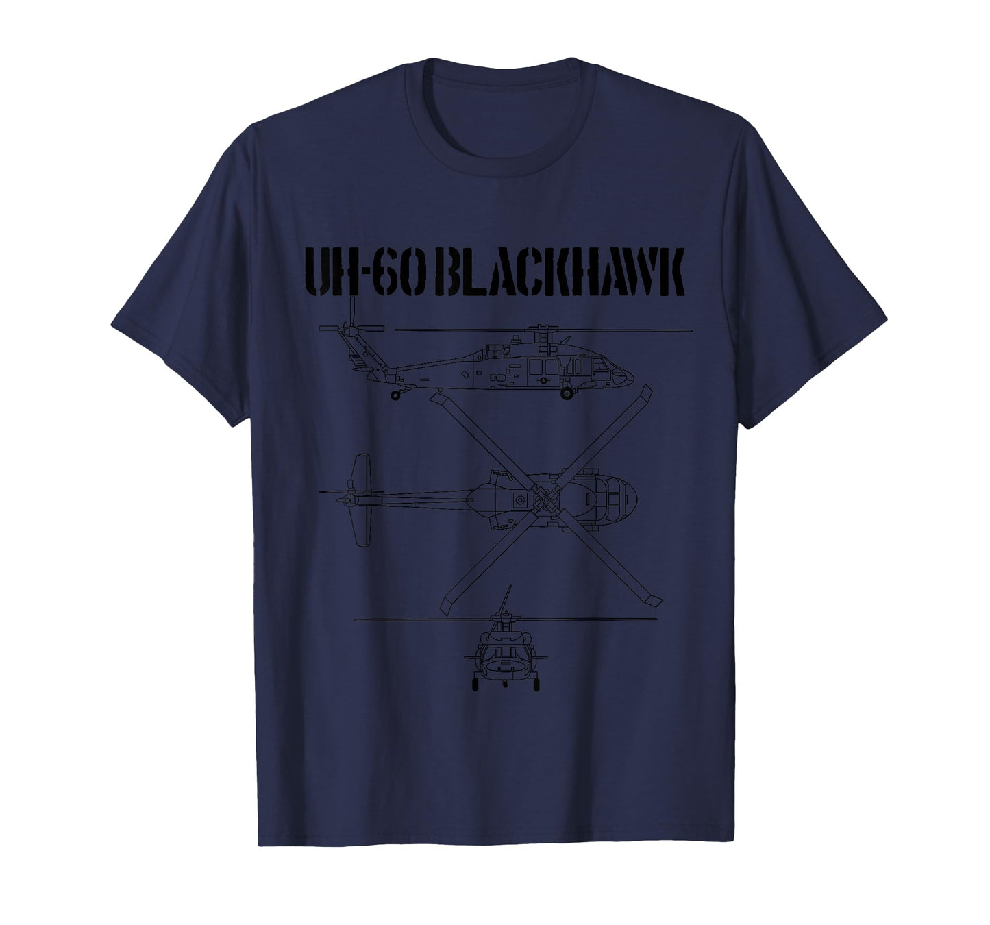 Blackhawk Schematic Military Helicopter UH-60 Blackhawk T-Shirt