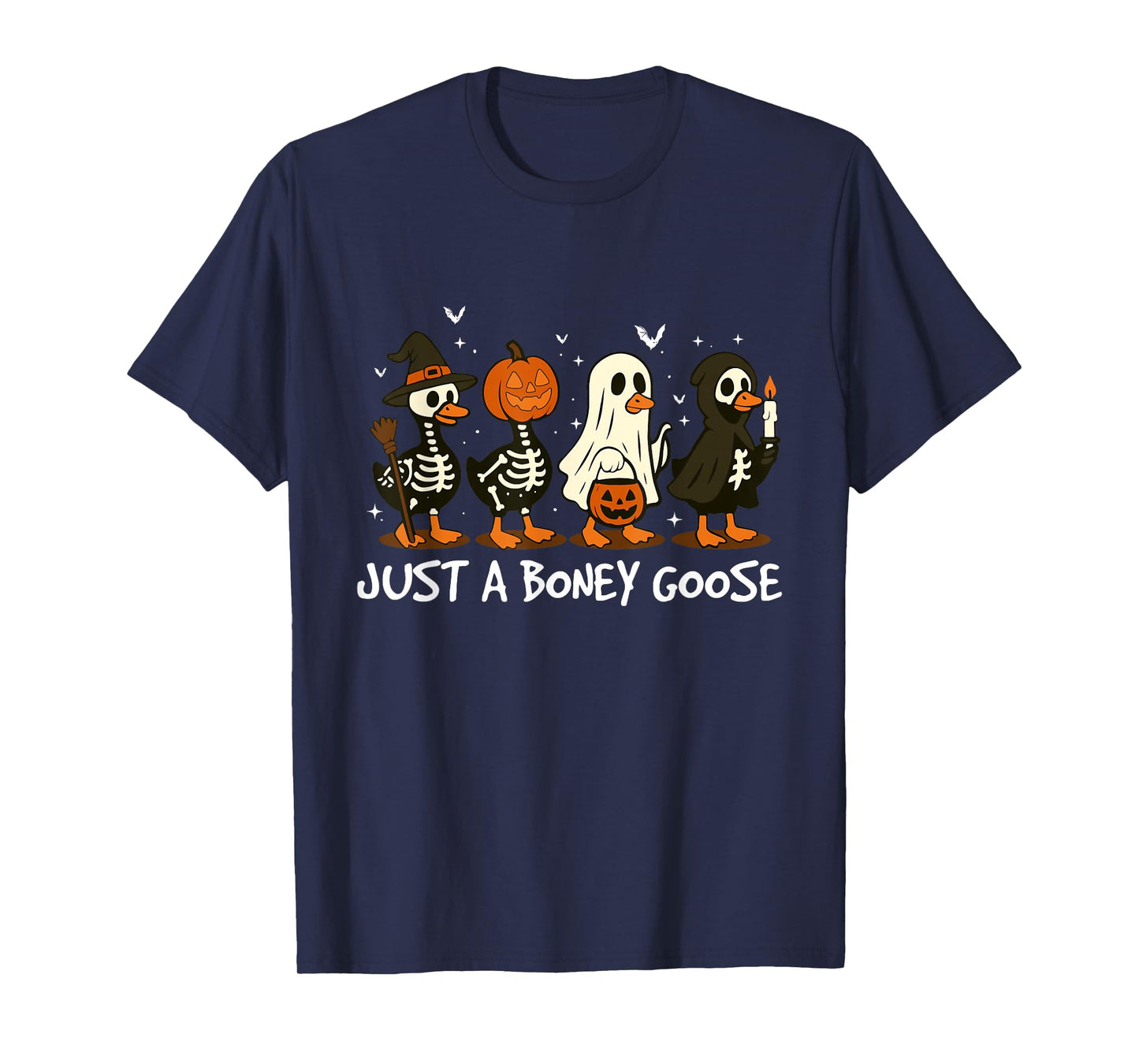 Just A Boney Goose Halloween Skeleton Goose Silly Goose T-Shirt