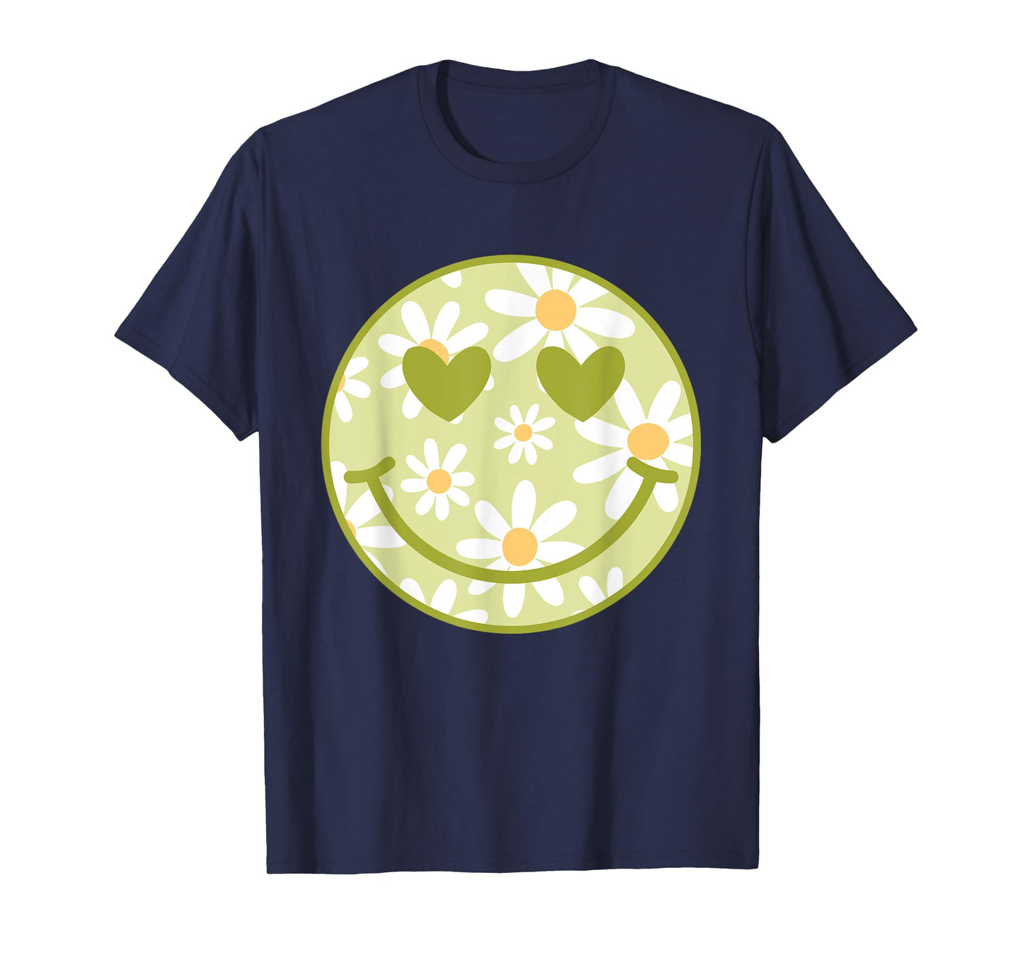 Retro Green Happy Face Checkered Pattern Smile Face Trendy T-Shirt