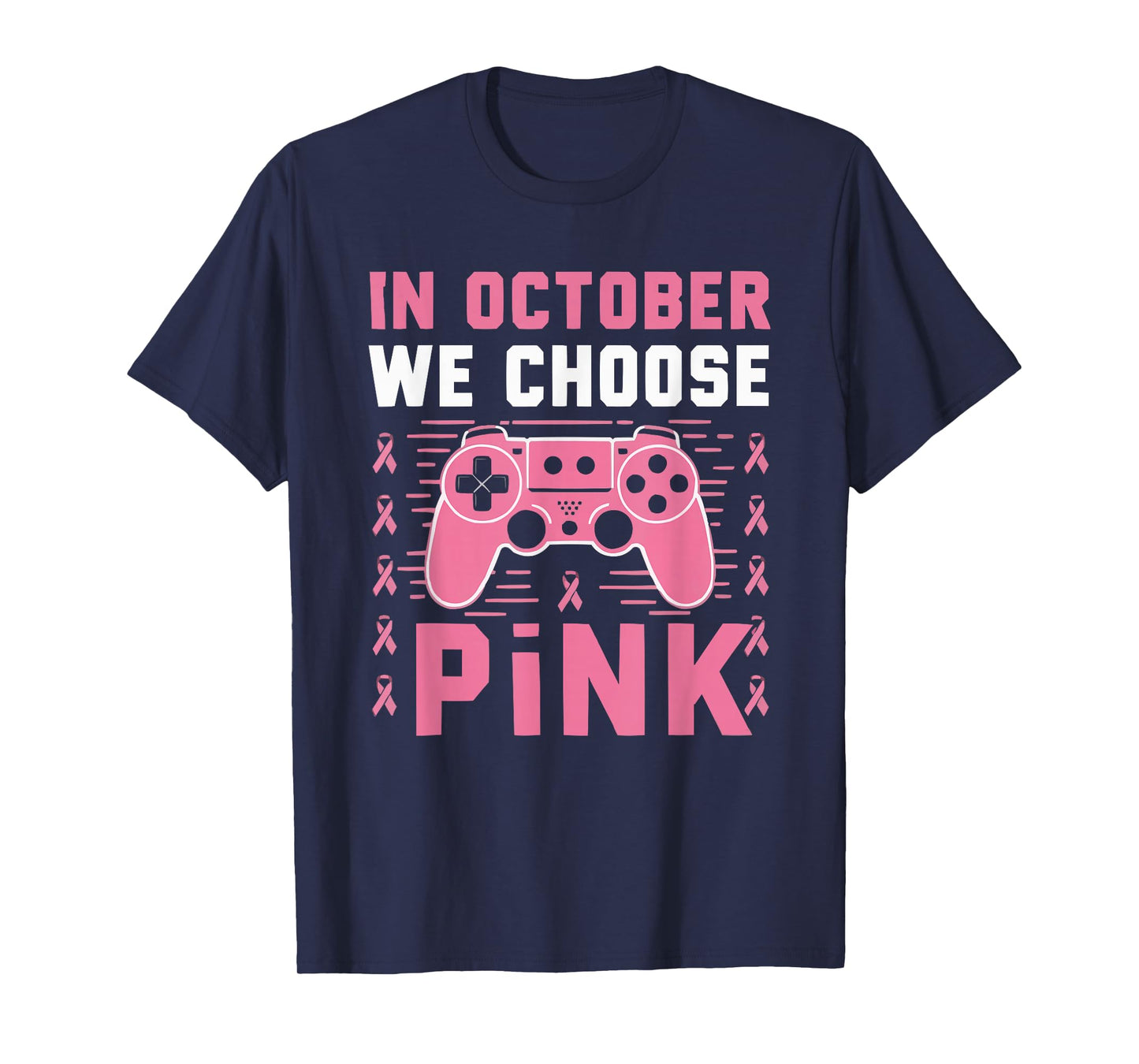 Gamer Breast Cancer Awareness Cancer Survivor Pink Ribbon T-Shirt