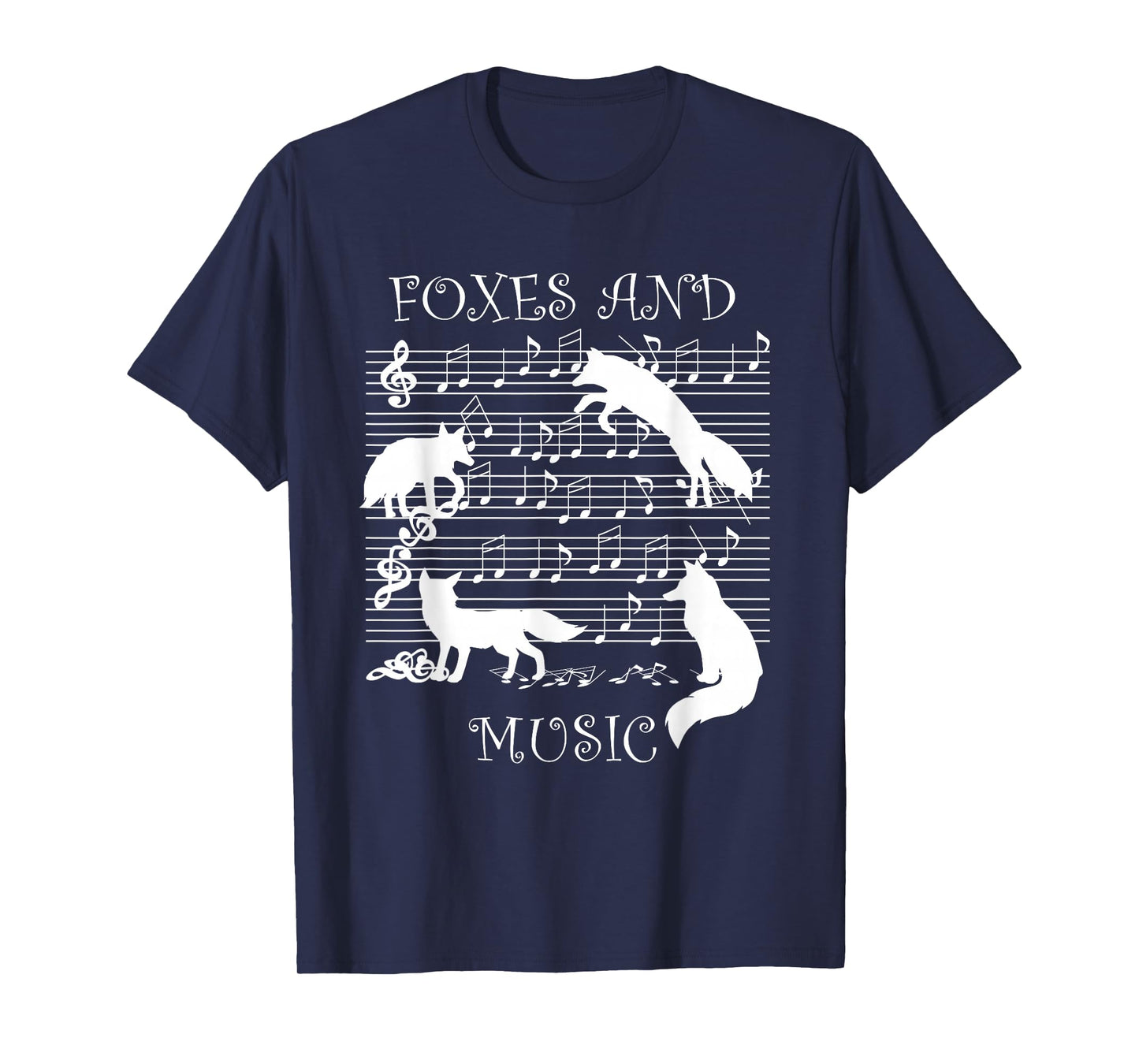 Foxes and Music Note Musician Fox Wildlife T-Shirt