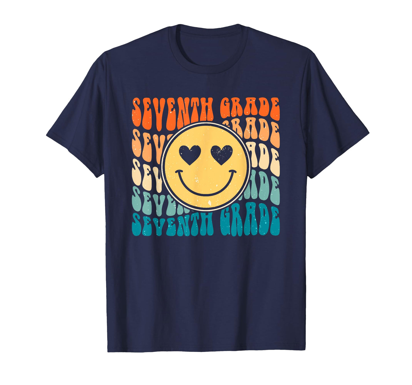 Boho Vintage Retro Groovy Smile 7th Seventh Grade Teacher T-Shirt