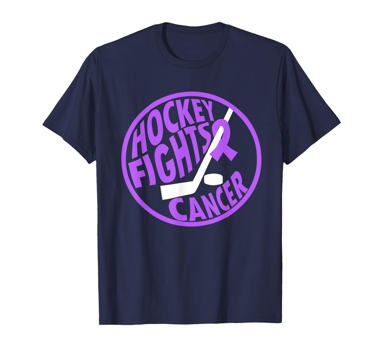 Funny Hockey Fights Cancer Purple Ribbon Gift T-Shirt