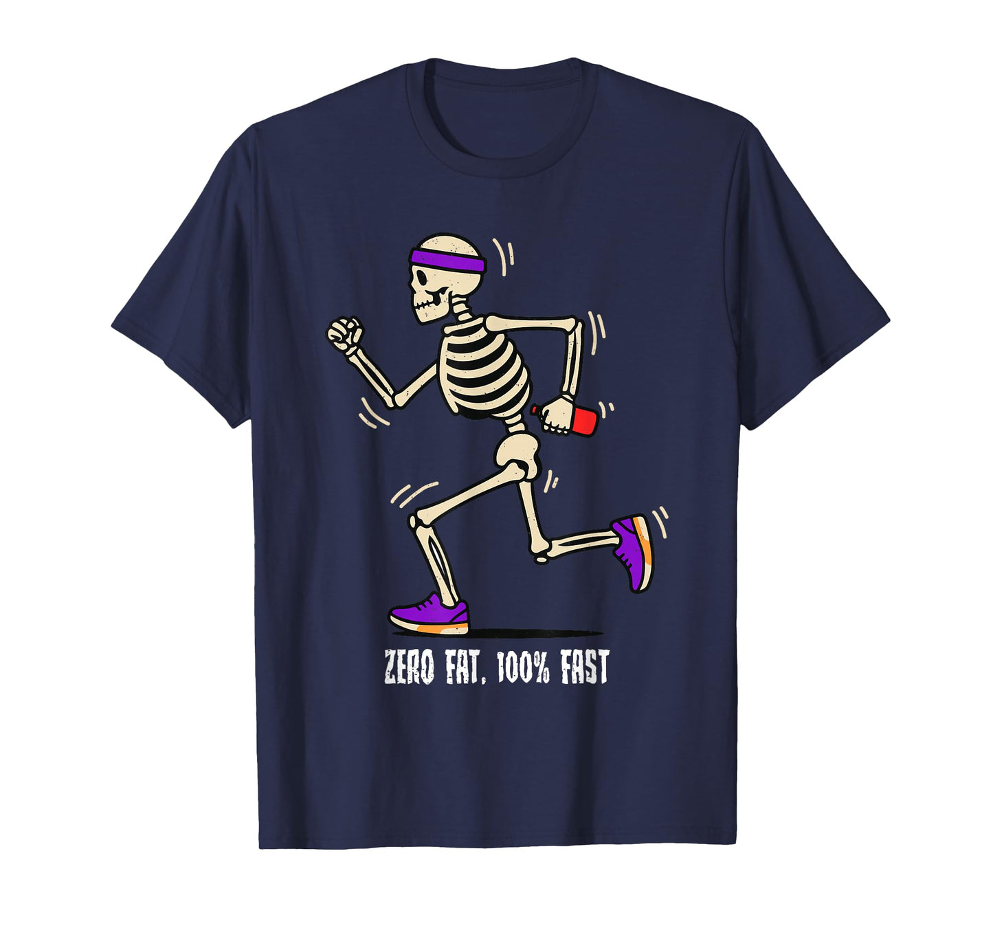 Zero Fat 100 Percent Fast Halloween Skeleton Runner Running T-Shirt