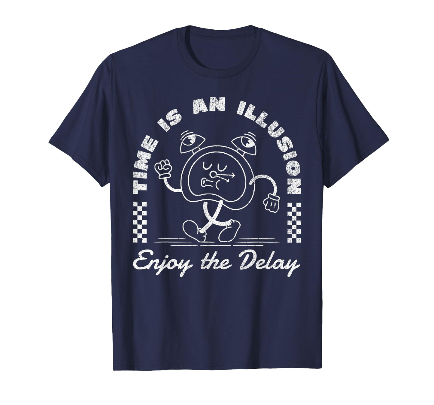 Time is an illusion funny sarcastic retro cartoon clock cute T-Shirt
