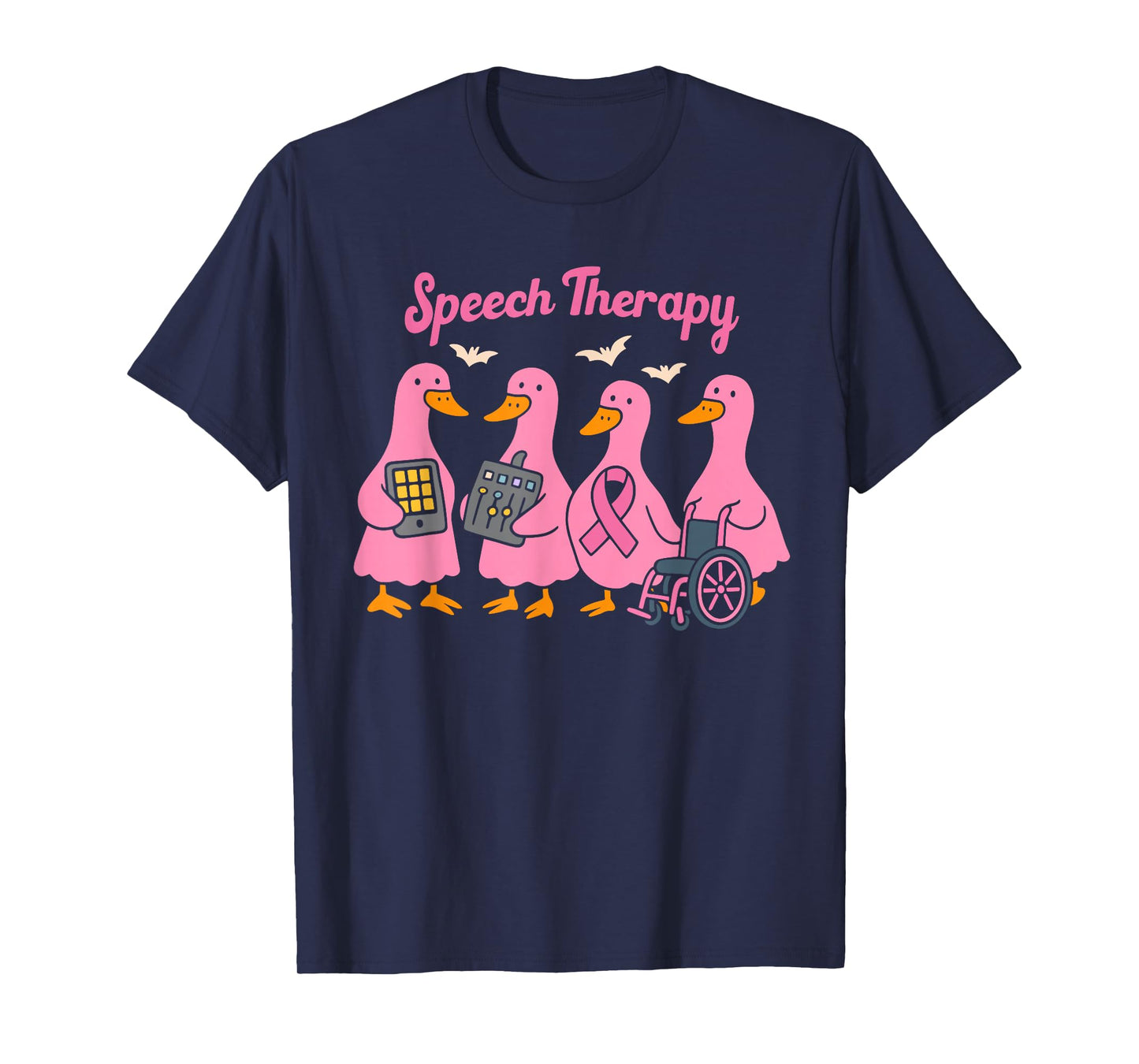 Pink Goose Ribbon Speech Language Pathologist Therapy T-Shirt
