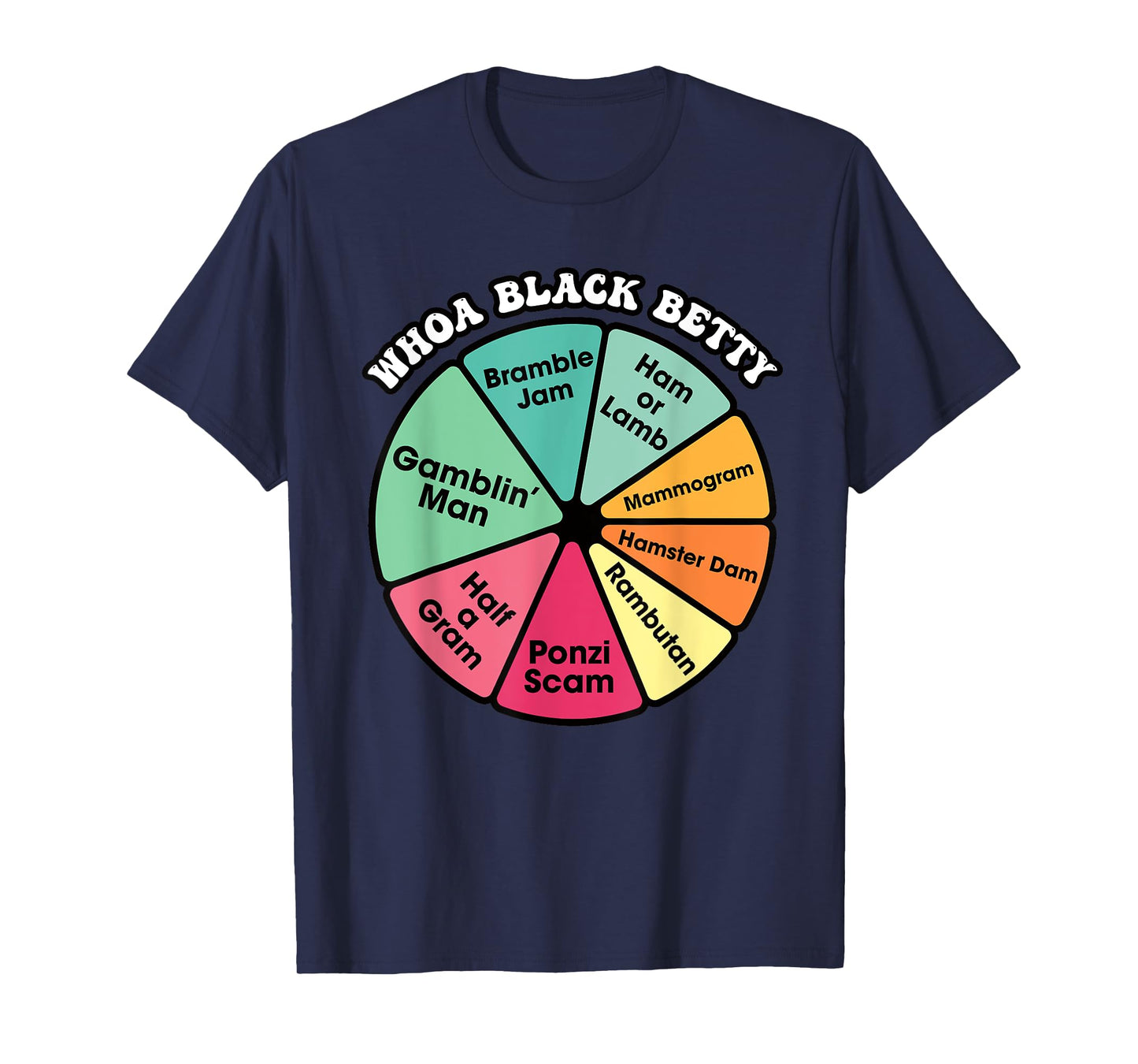 Whoa Black Betty Hilarious 70's Rock-Inspired Pie Chart T-Shirt