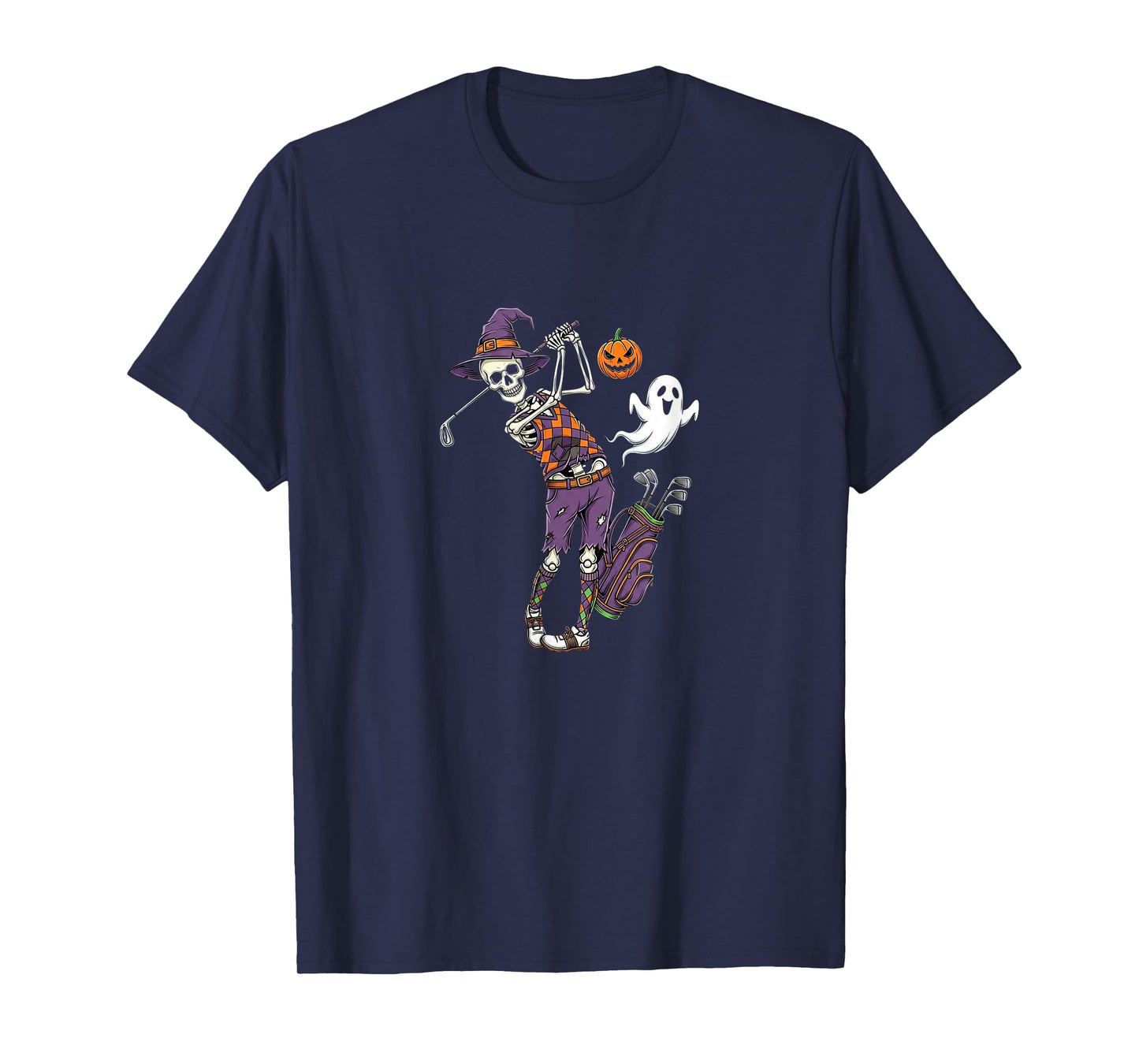 Halloween Golf Player Funny Golfer Skeleton Mens Womens dad T-Shirt