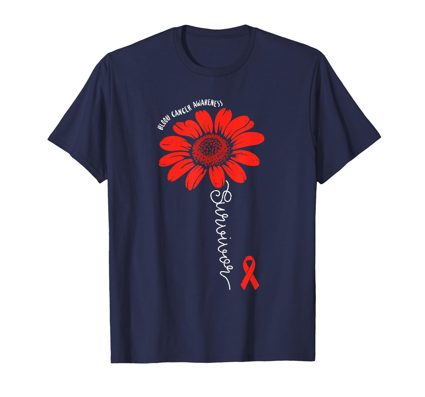 Survivor Flower Blood Cancer Awareness Ribbon Red T-Shirt