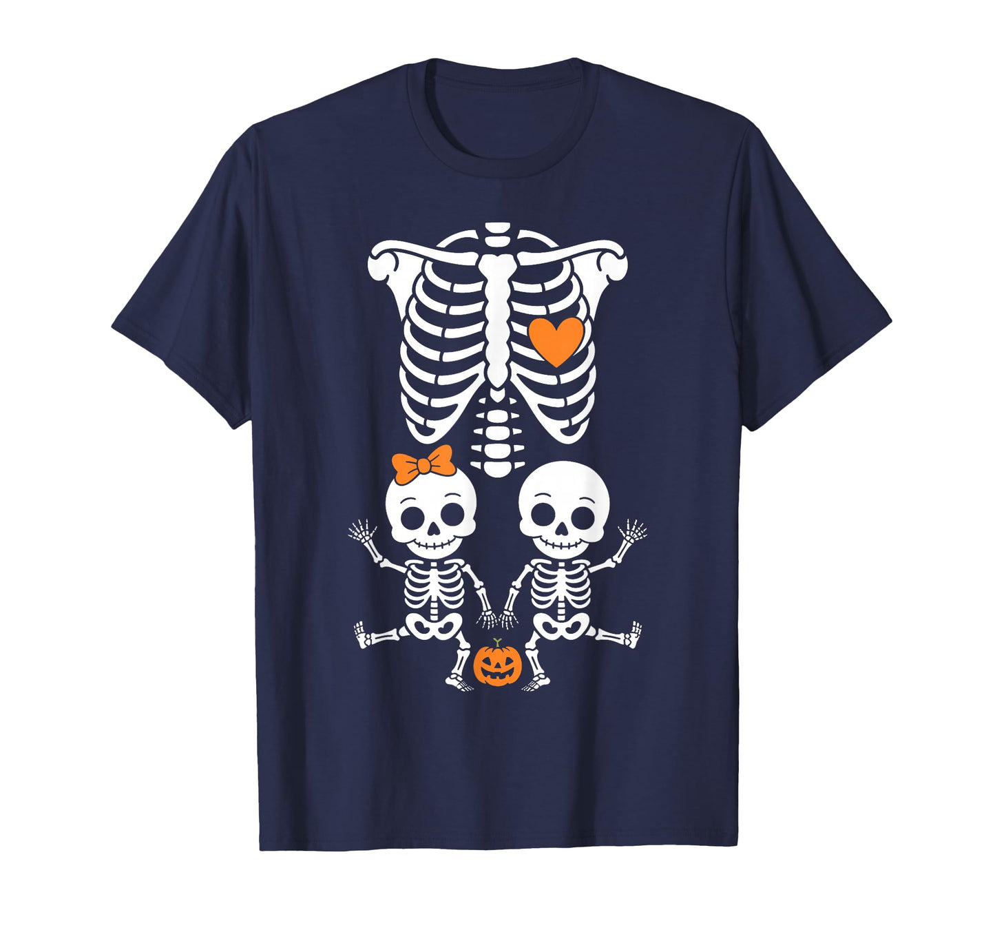 Baby Shower Skeleton Halloween Pregnancy Annoucement Twins T-Shirt