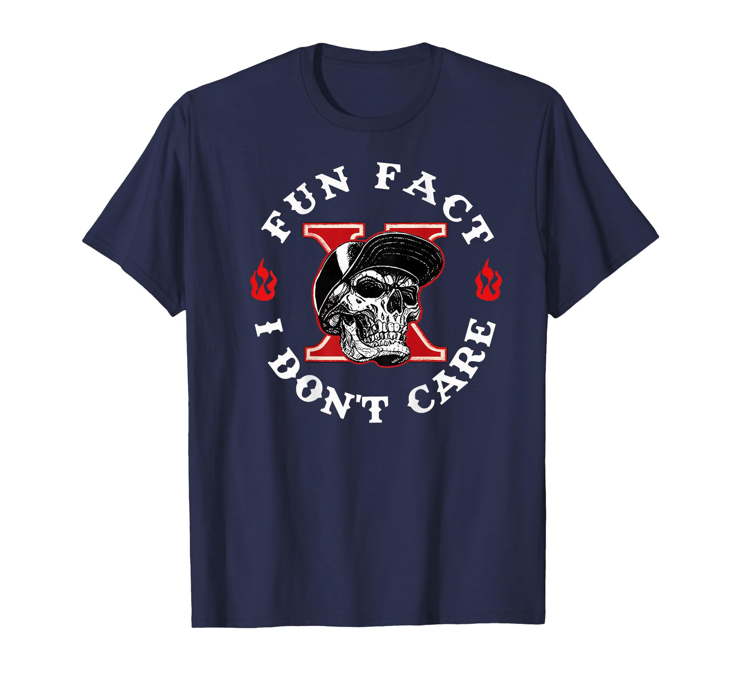 Fun Fact I Don't Care Funny Skeleton Sarcastic (ON Back) T-Shirt