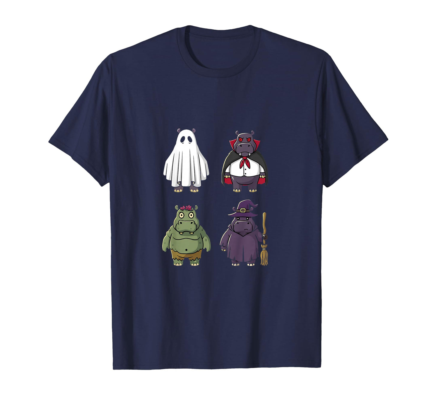 Kids Funny Hippo Ghost Witch Zombie Halloween Costume Boys Girls T-Shirt