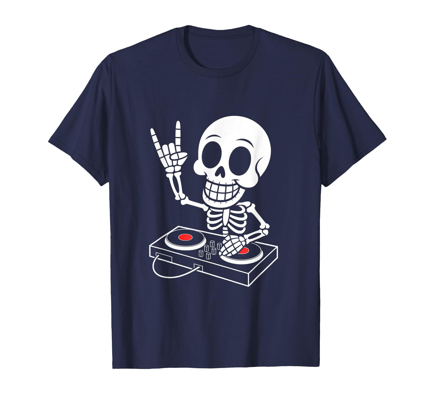 Skeleton DJ on Turntables EDM Synthesizer Rave Music Ghost T-Shirt