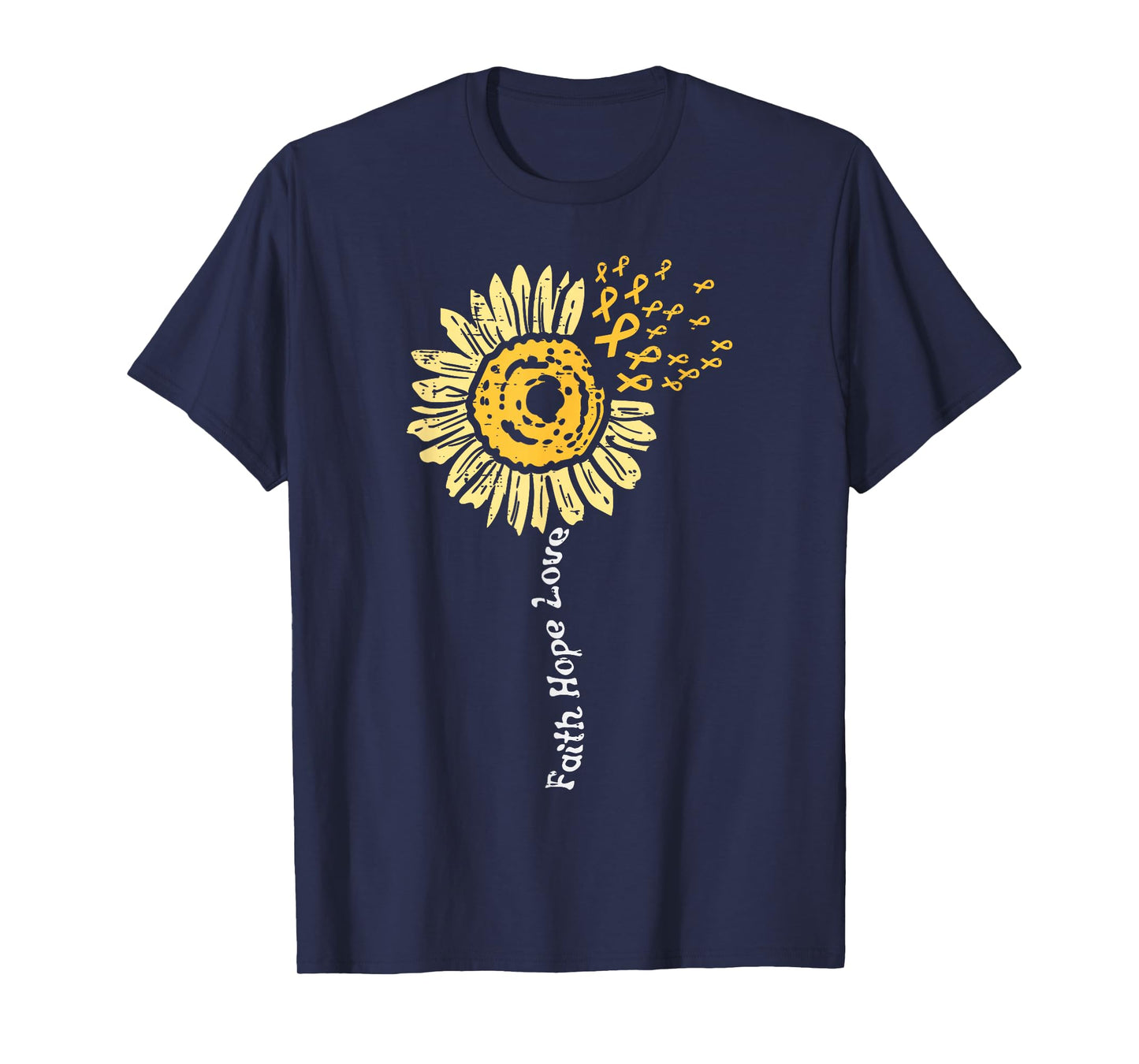 Sunflower Childhood Cancer Ribbon Faith Hope Love Awareness T-Shirt