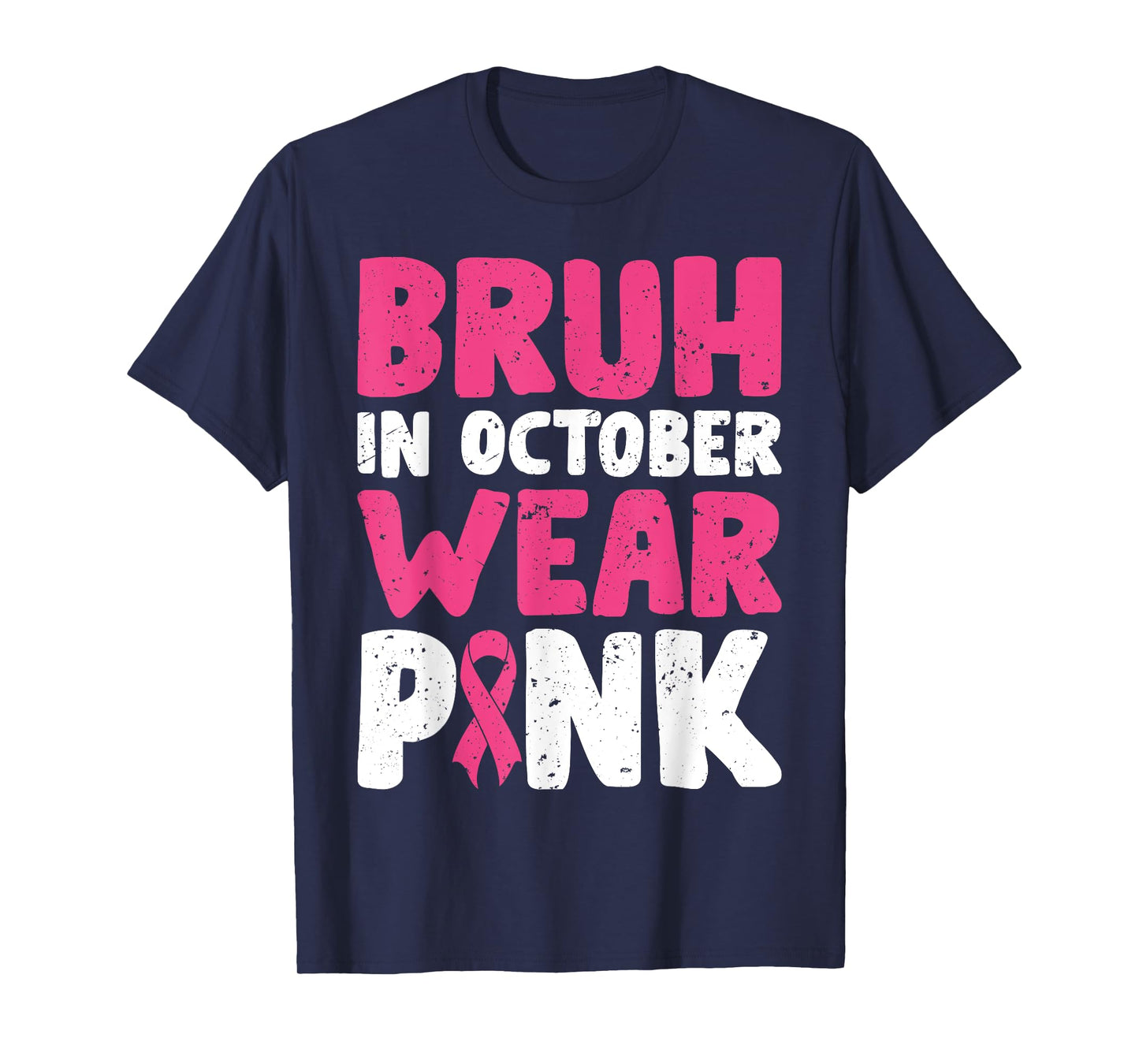 Breast Cancer Shirts for Kids Boys Bruh In October Wear Pink T-Shirt