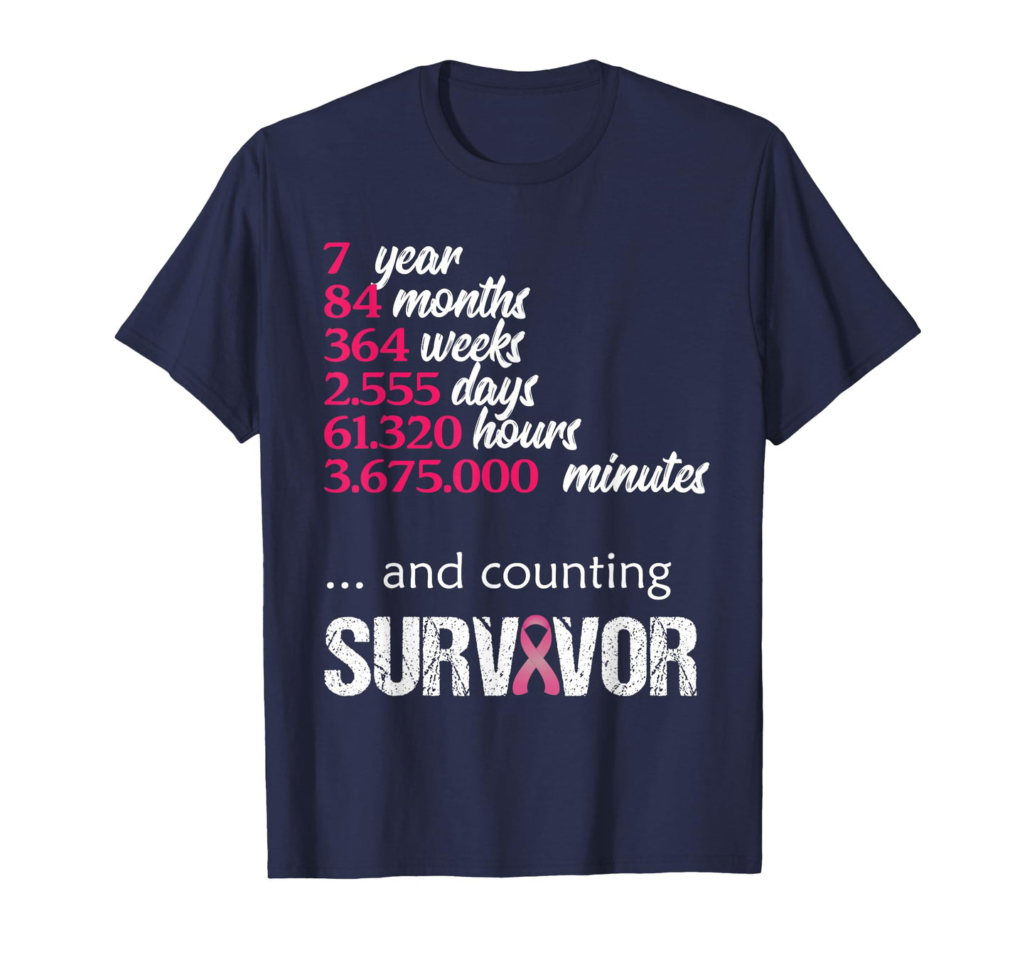 Seven 7 Years Survivor Breast Cancer Shirt Awareness Gift T-Shirt
