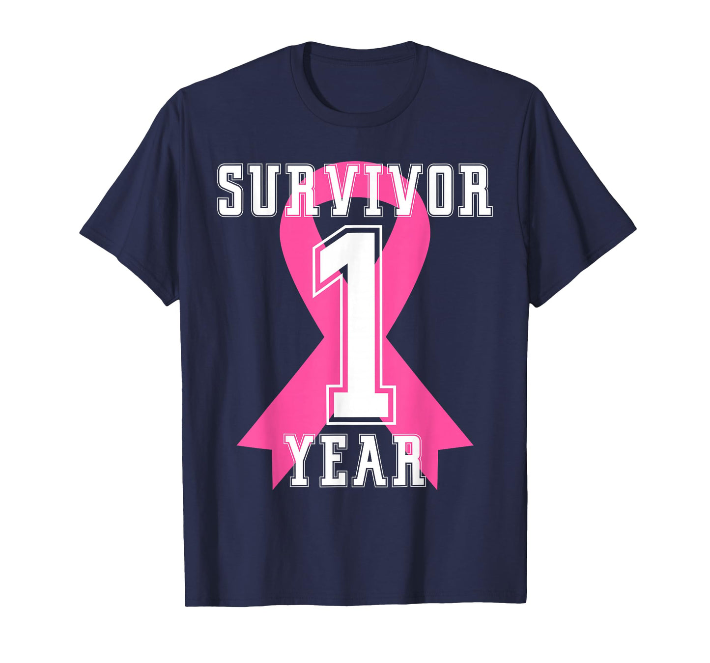 1 One Year Free Survivor Breast Cancer Awareness Pink Ribbon T-Shirt