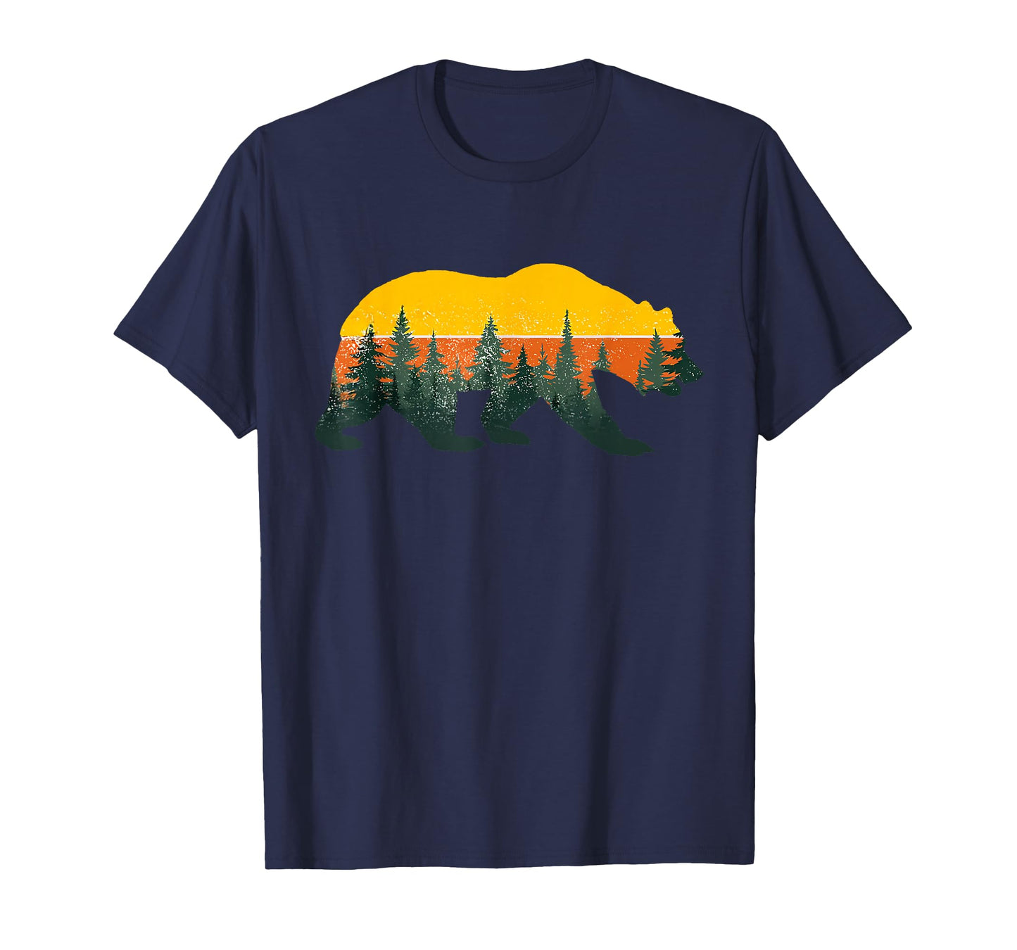 Retro Wilderness Bear Trees Reflection Outdoor Forest T-Shirt