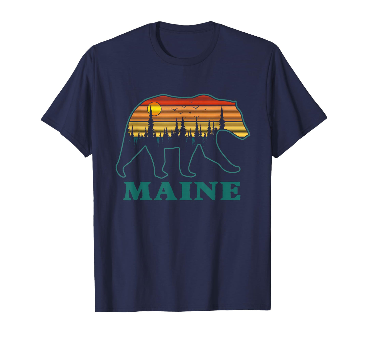 Retro Maine Grizzly Bear Nature Camping Mountain Hiking T-Shirt