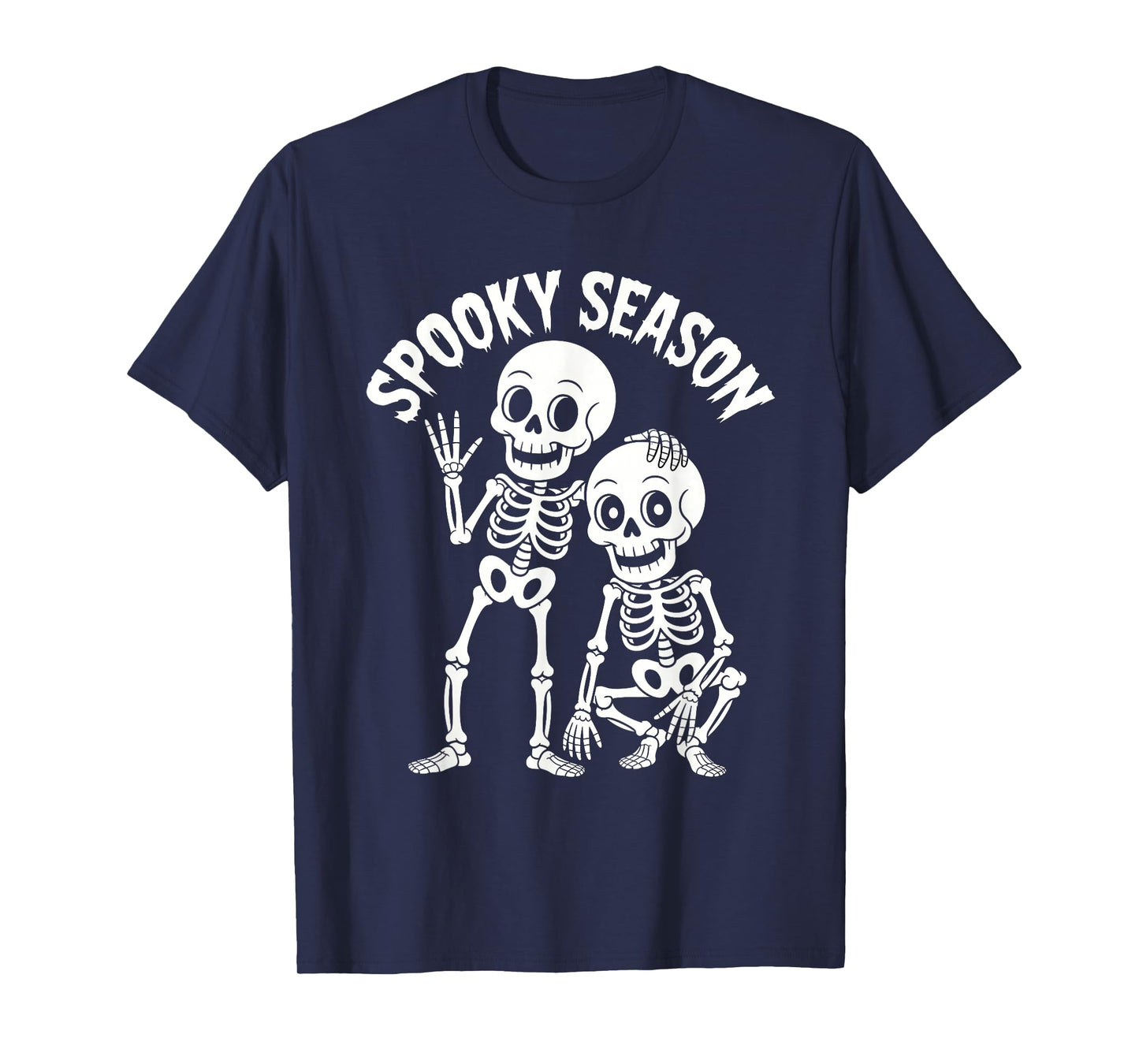 Cartoon Skeleton Couple Cute Spooky Season Bone Duo Art T-Shirt