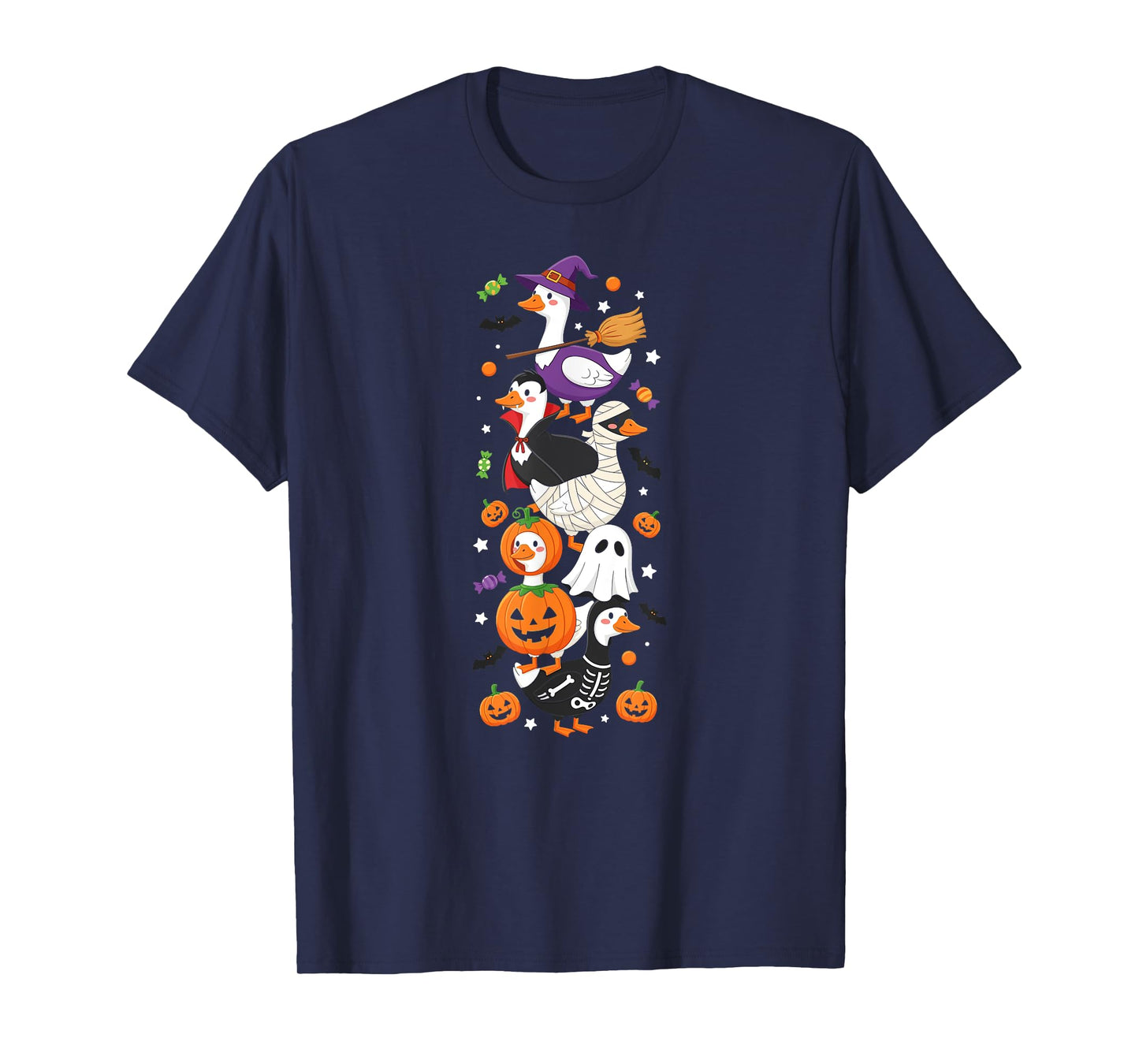 Funny Goose Witch Vampire Ghost Halloween Kids Mens Womens T-Shirt