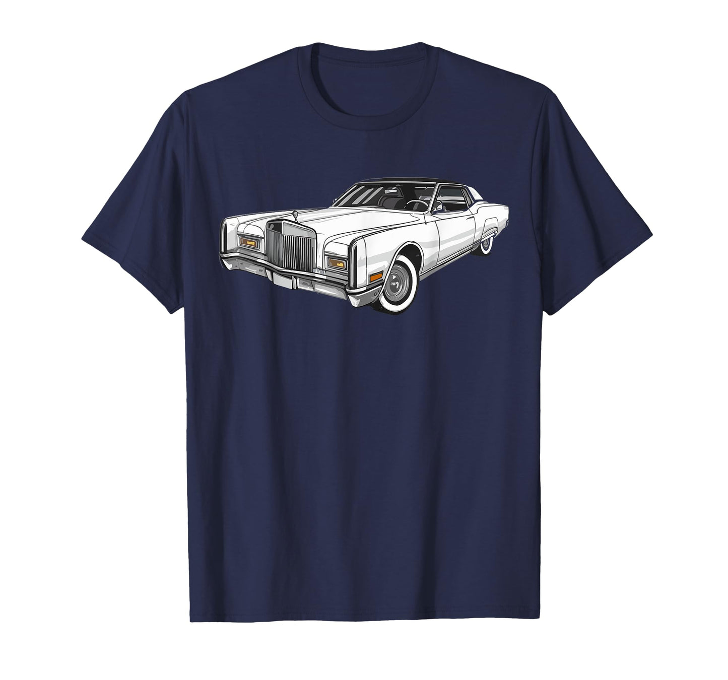 Classic Car 1967 vintage Lincoln Continental outline graphic (white) T-Shirt, Small, Black