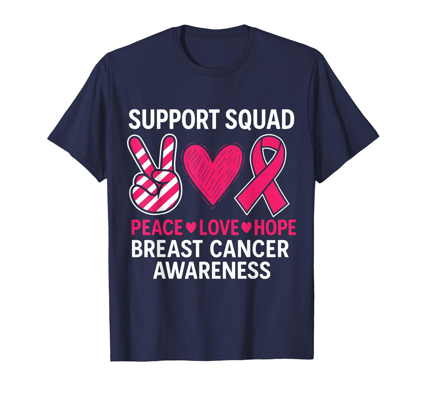 Support Squad Breast Cancer Awareness Groovy Pink Ribbon T-Shirt