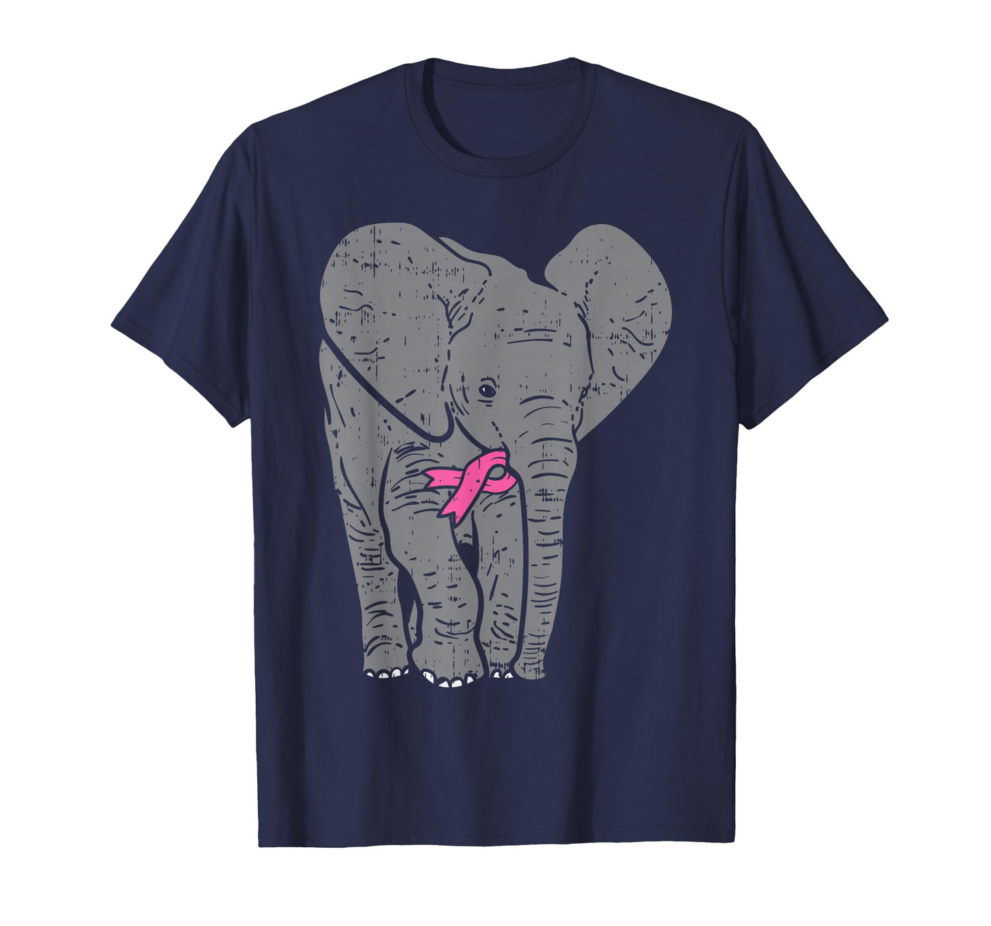 Elephant Pink Ribbon Breast Cancer Awareness Support Gift T-Shirt