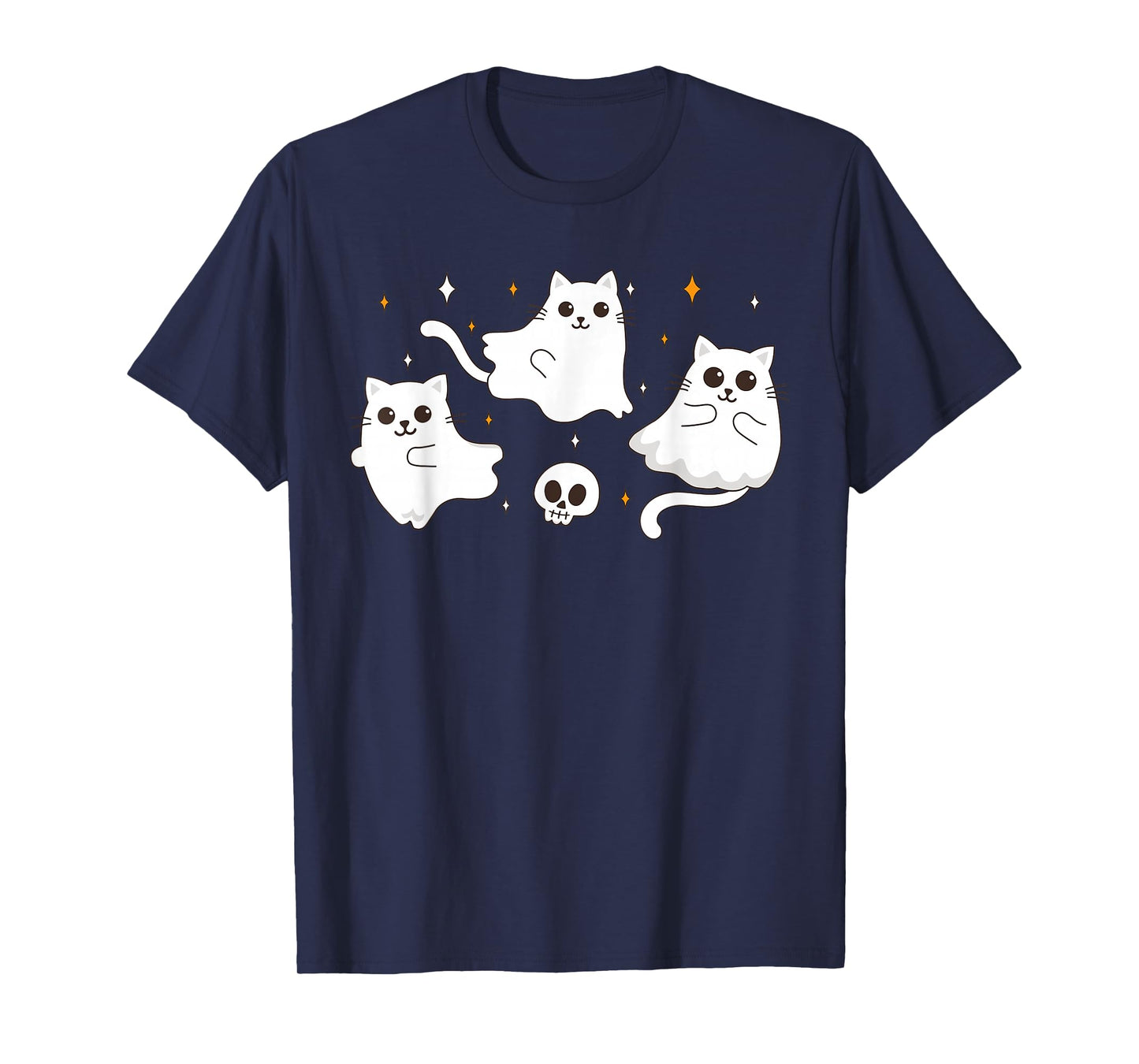 Spooky Cat Ghost Boo Halloween Girls Kids Women T-Shirt