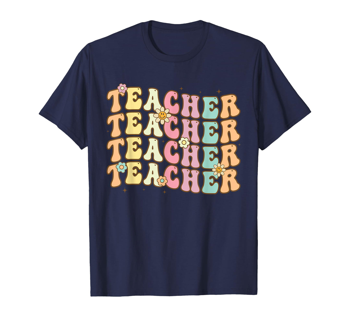 Retro Groovy Teacher Inspirational Colorful Back to School Men Women Girls Kids T-Shirt