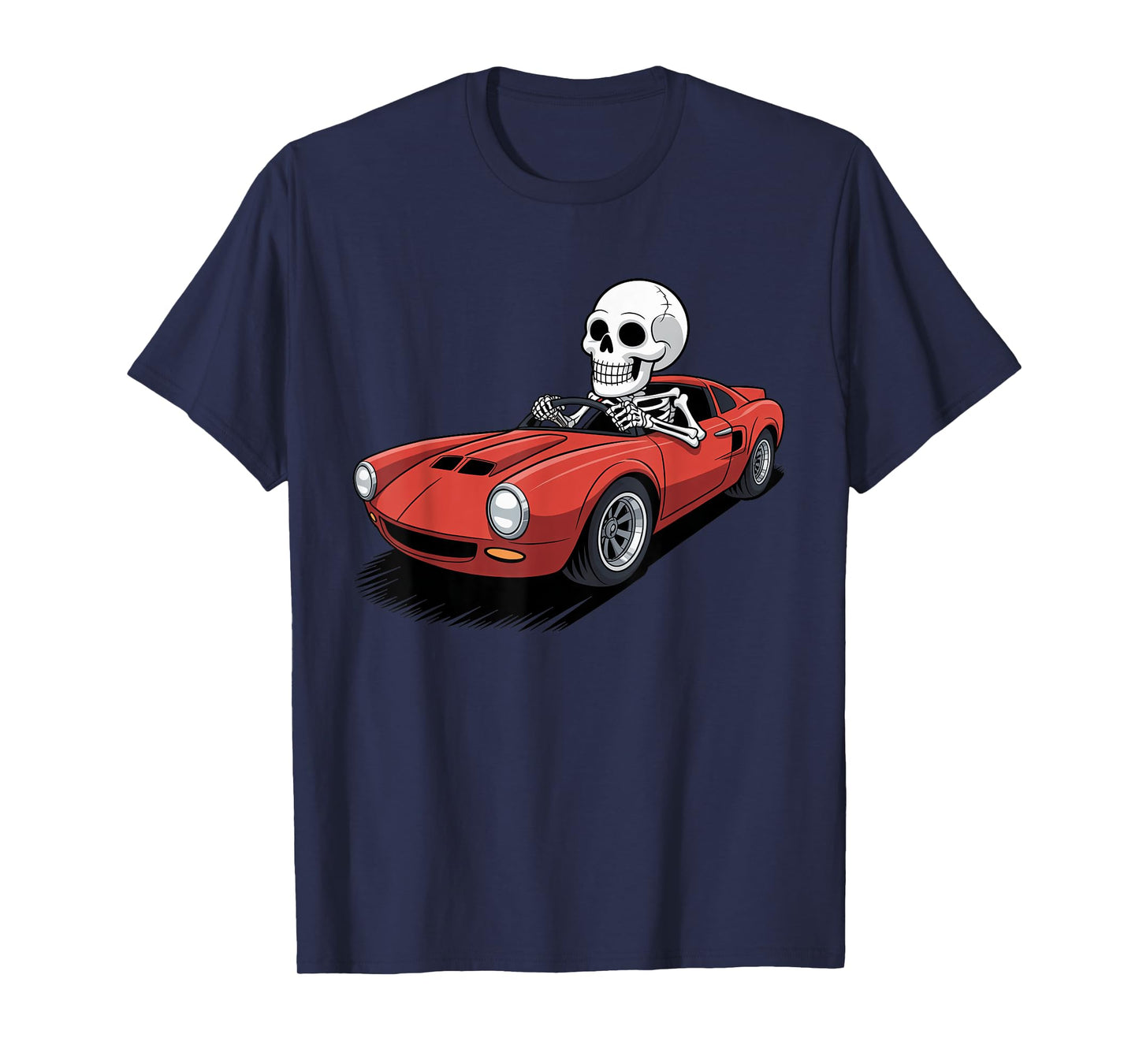 Creepy Skeleton Driving Sport Car Funny Halloween Costume T-Shirt