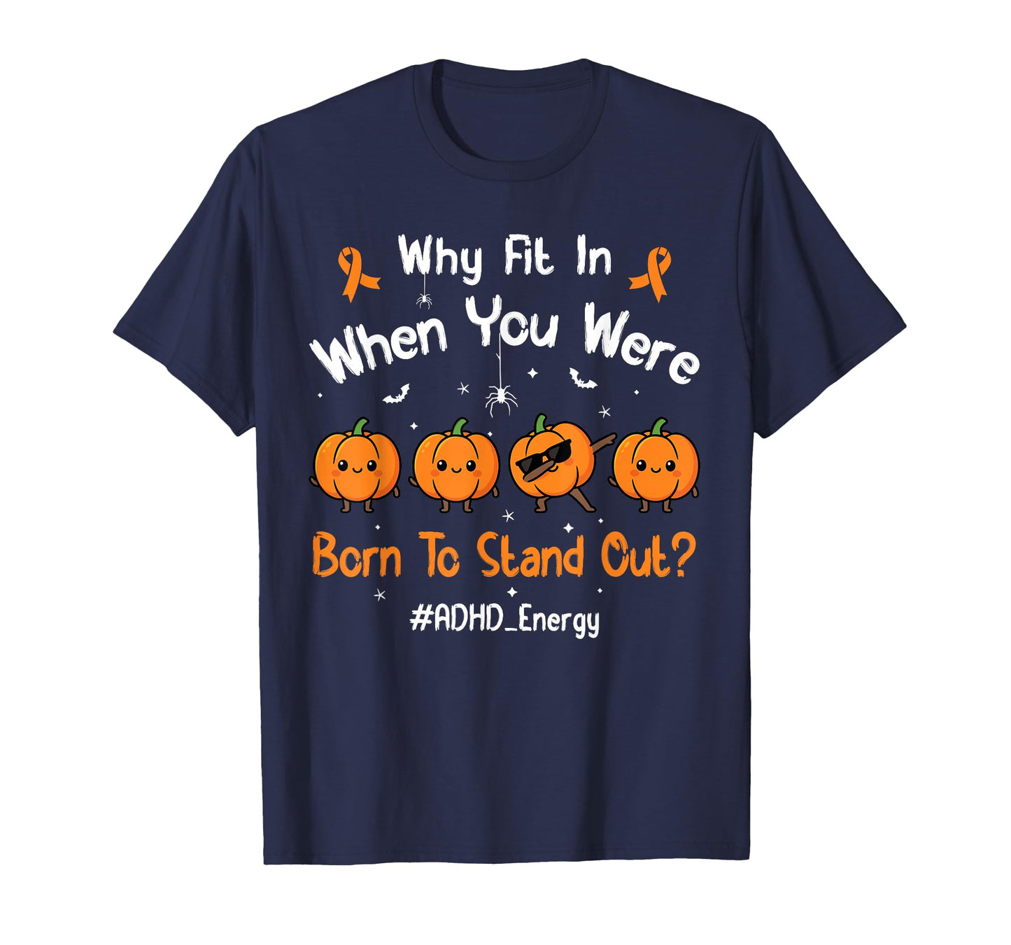 Cute Dabbing Pumpkin Halloween Embrace ADHD Awareness Kids T-Shirt