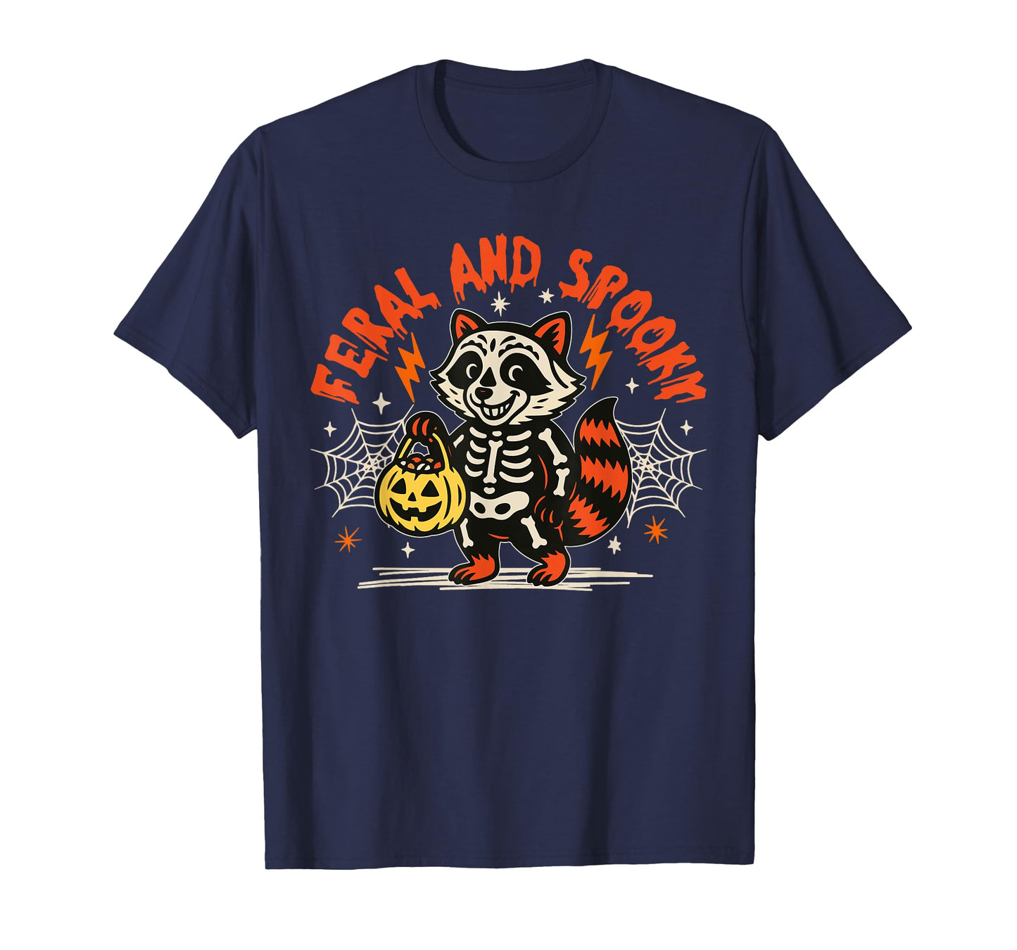 Feral and Spooky Funny Halloween Creepy Raccoon Skull T-Shirt
