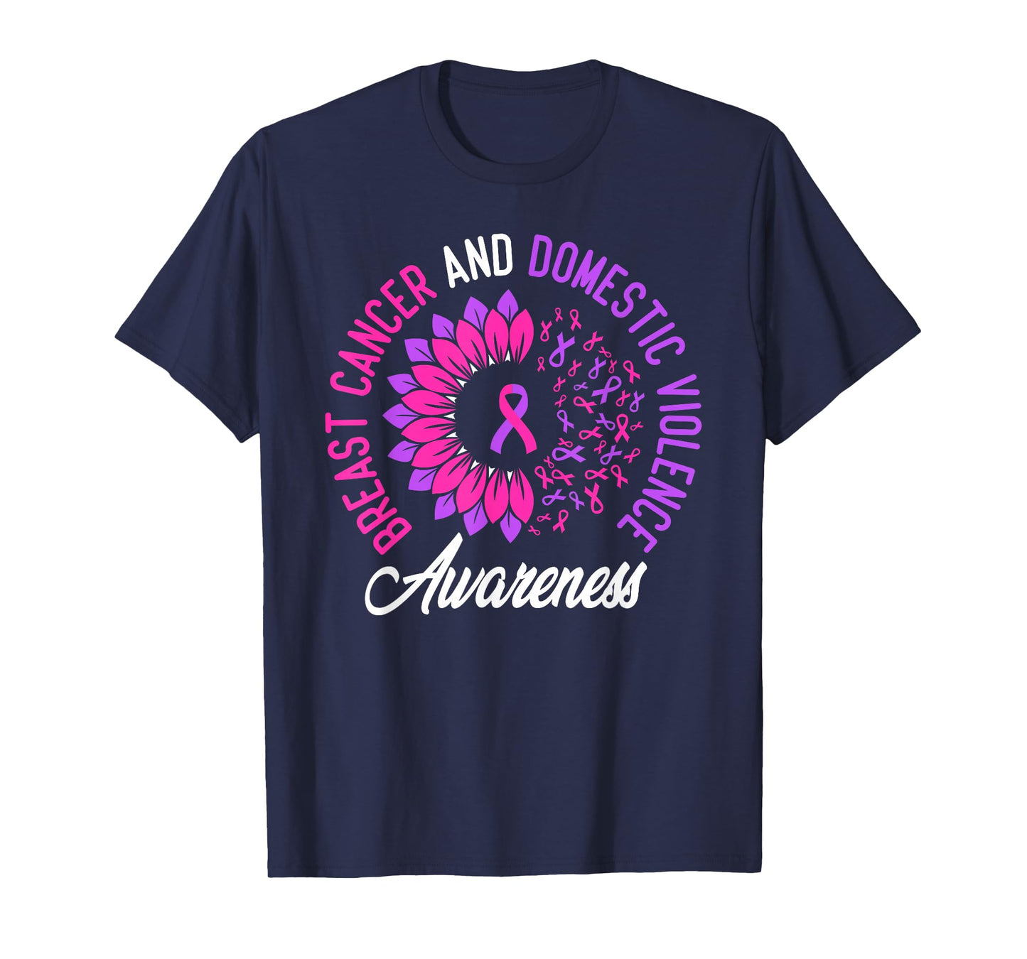 Domestic Violence and Breast Cancer Awareness Sunflower T-Shirt