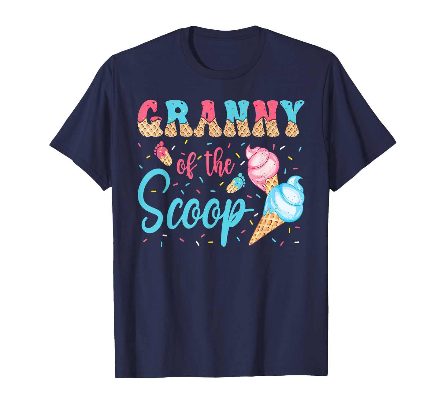 Granny Of The Scoop Ice Cream Gender Reveal Baby Shower T-Shirt