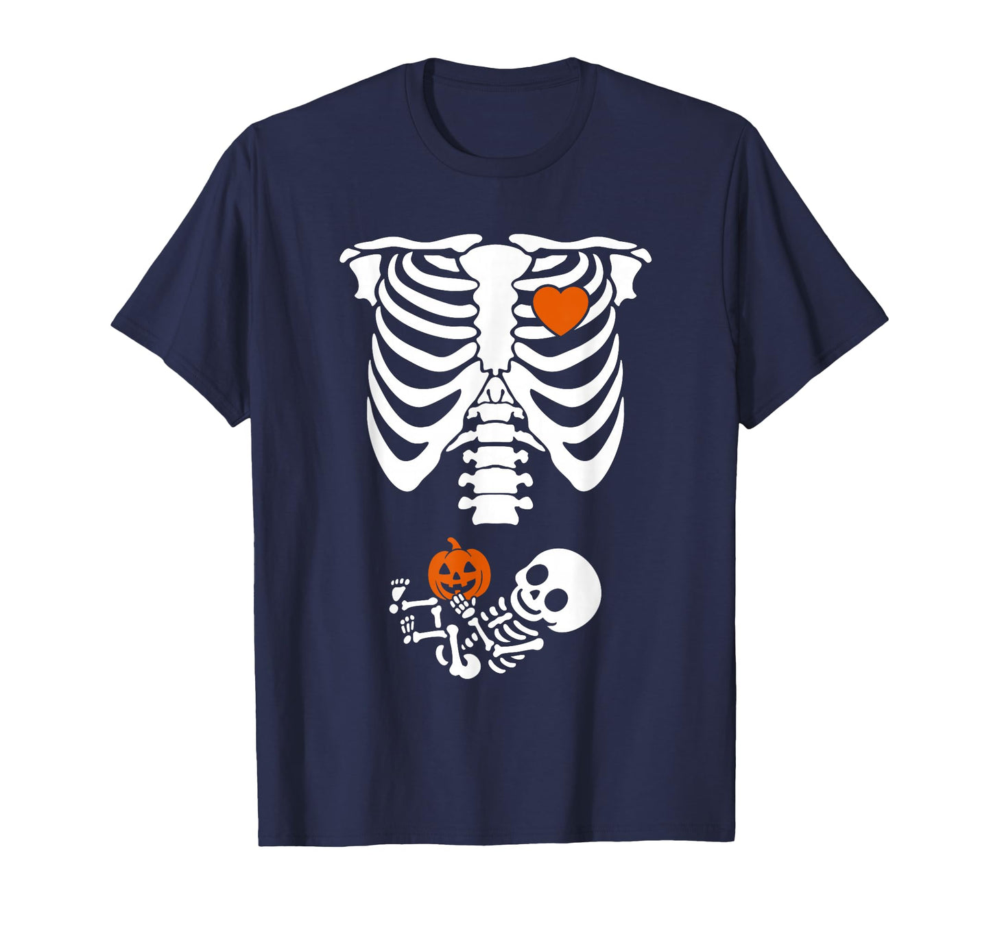Skeleton Pregnancy Halloween Design with Baby Pumpkin T-Shirt