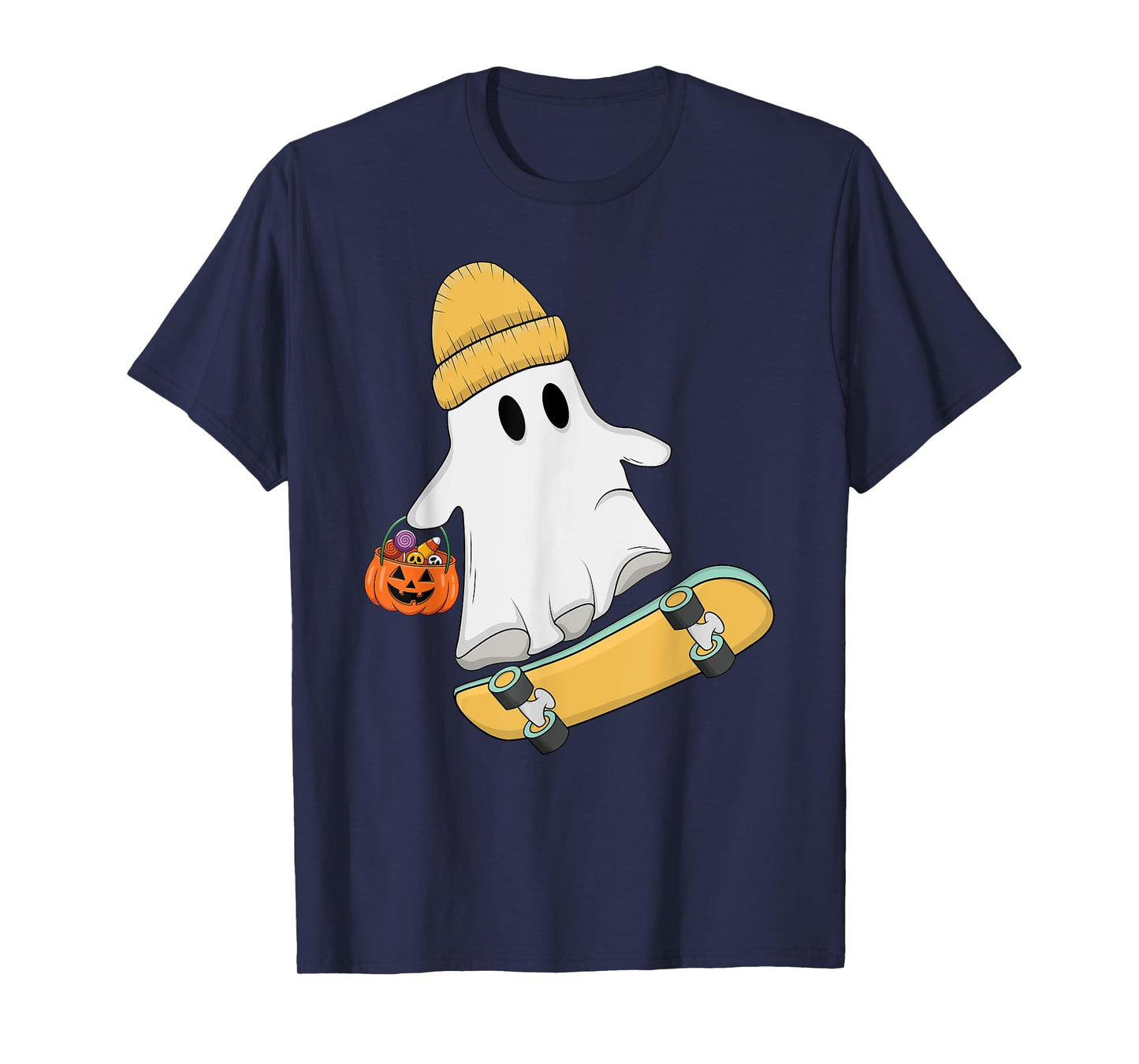 Funny Ghost Skateboard Lazy Halloween Costume Skateboarding T-Shirt