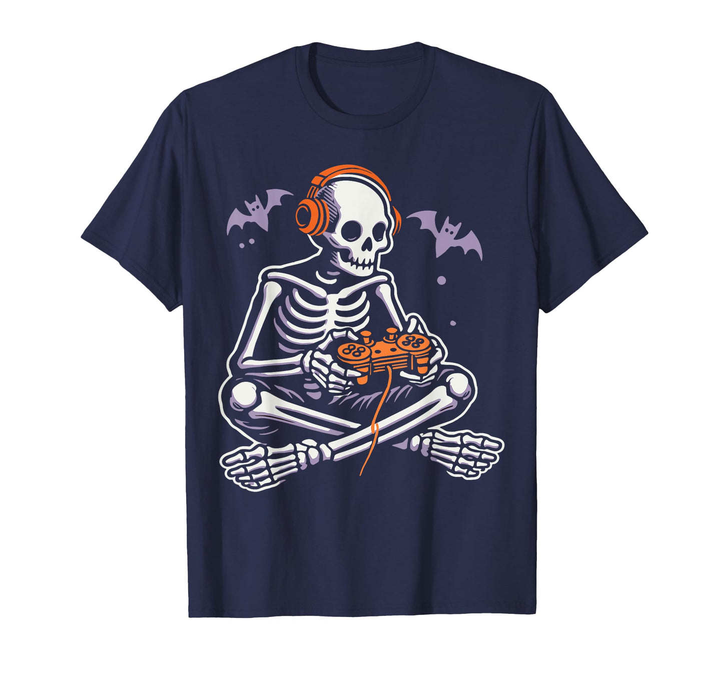 Spooky Skeleton Playing Video Games, Halloween Day Gamer T-Shirt