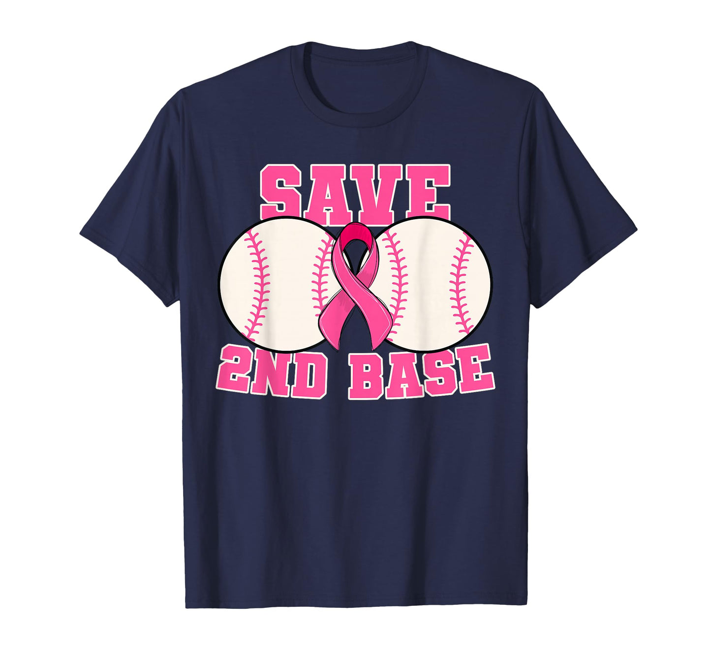 Save Second 2nd Base Breast Cancer Survivor Funny Baseball T-Shirt
