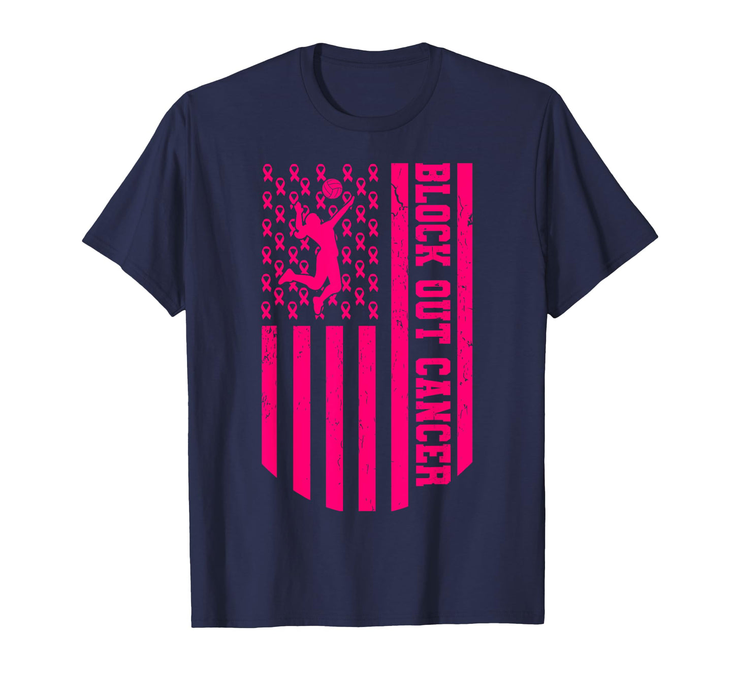 Volleyball Breast Cancer Awareness Block Out Cancer T-Shirt
