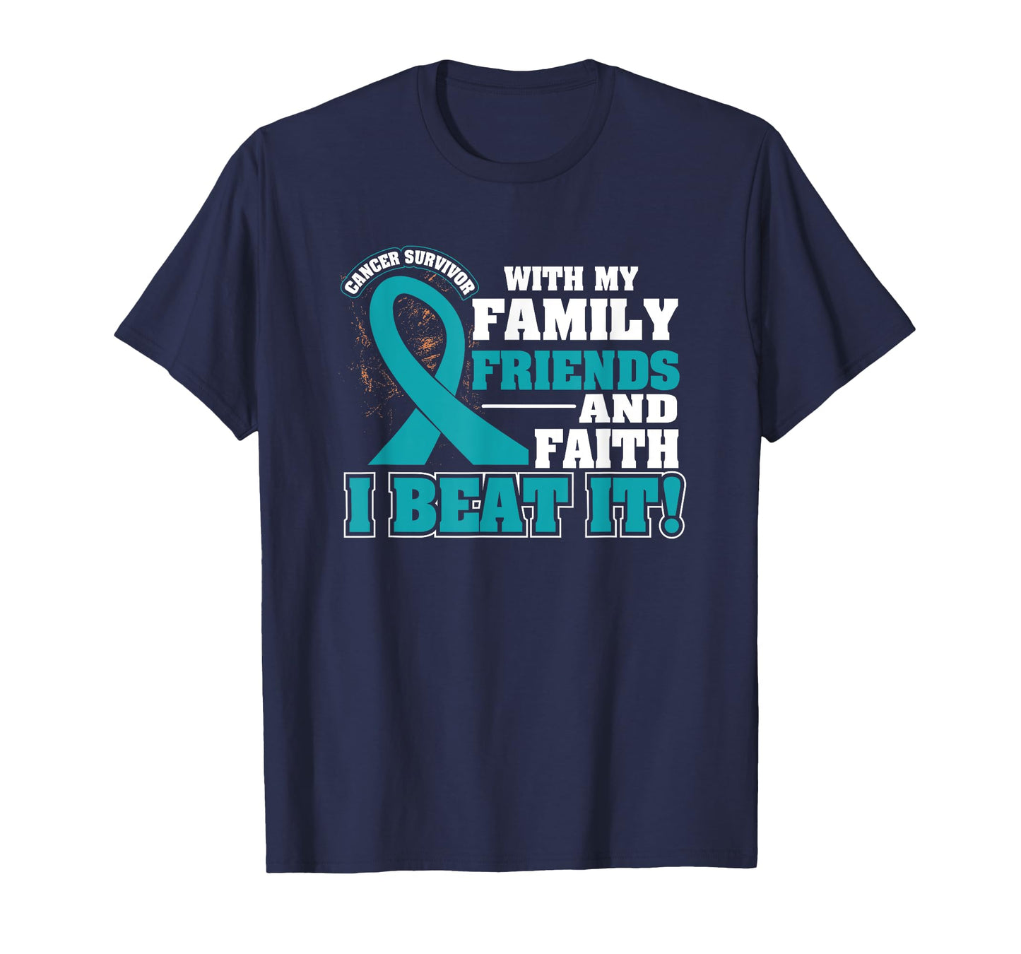Family Faith I Beat It Ovarian Cancer Awareness Ribbon Gifts T-Shirt