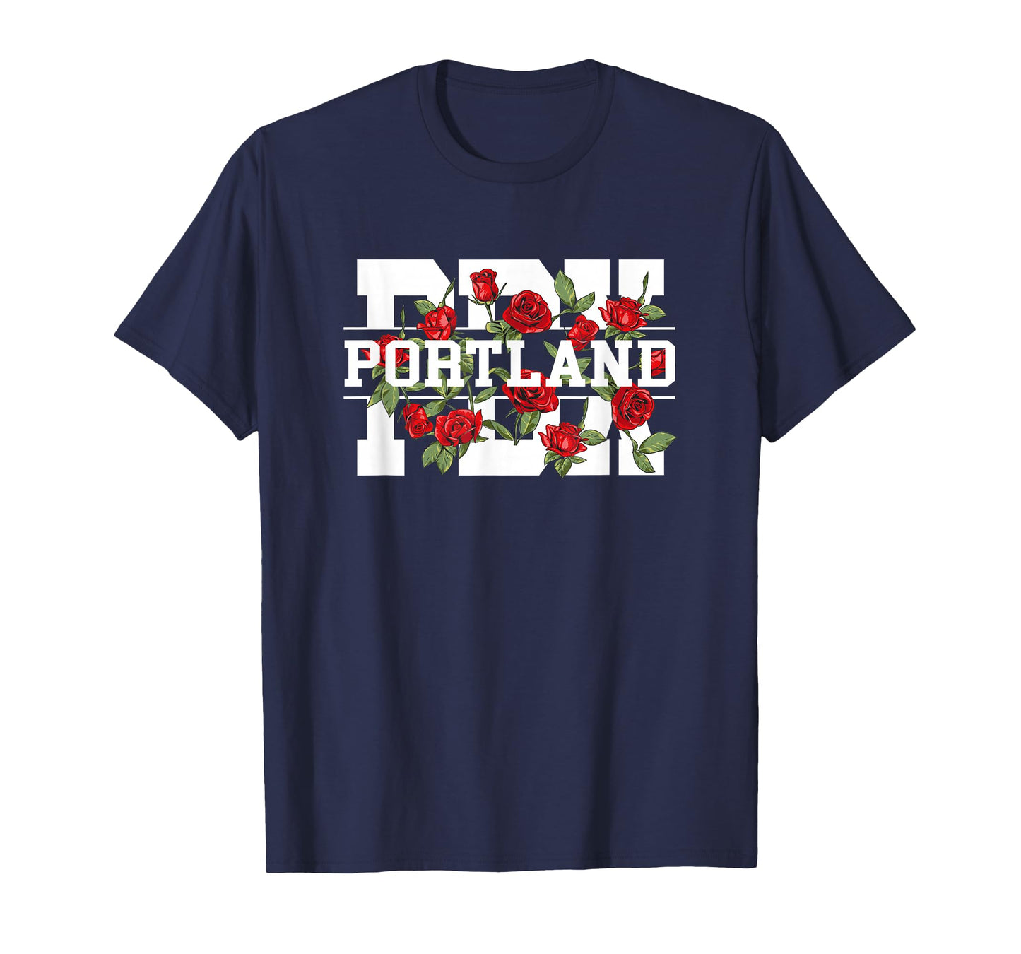 PDX Portland Oregon Typography With Red Roses T-Shirt