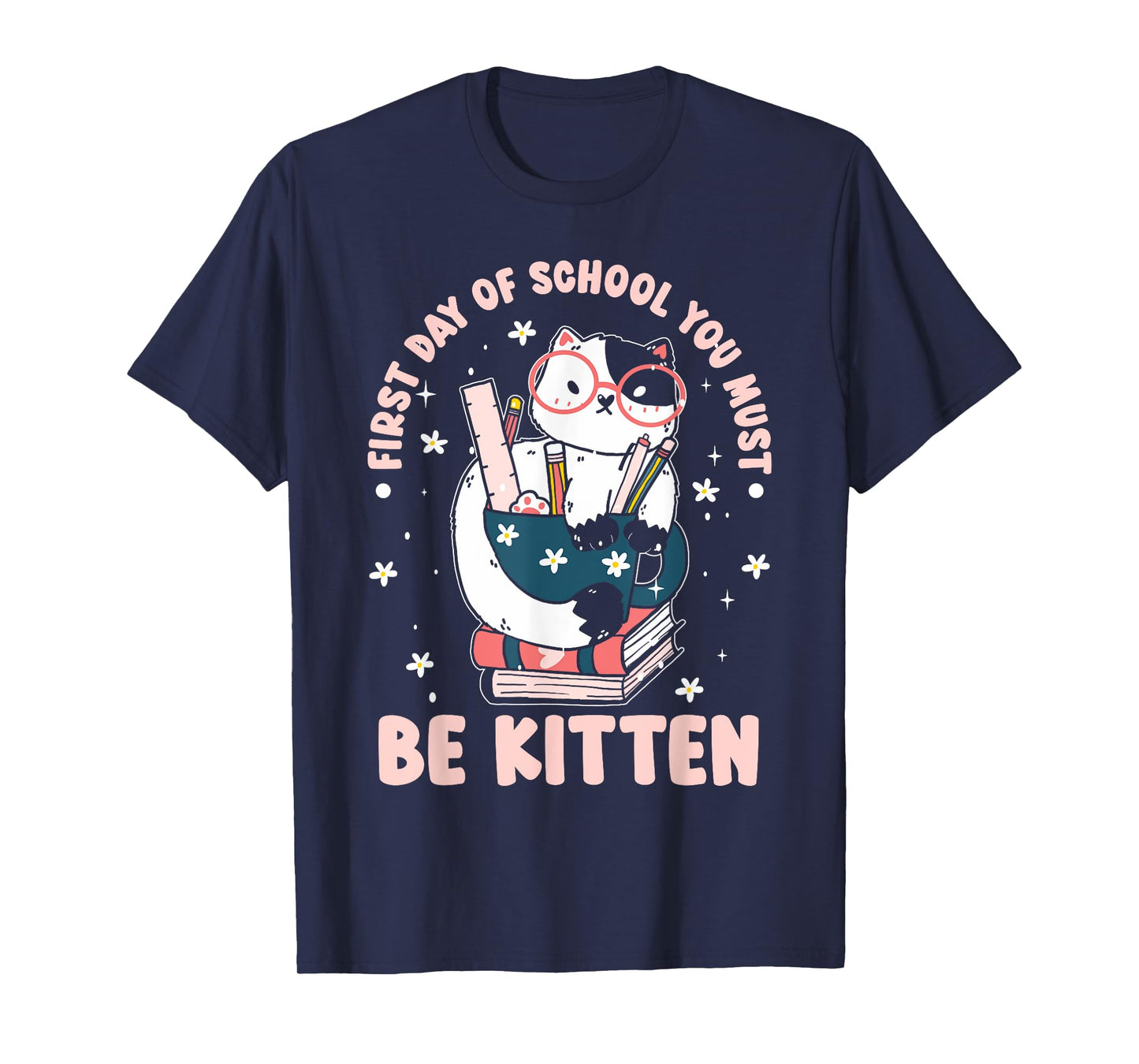 Cute Cat First Day Of School T-Shirt for Men Women Kids