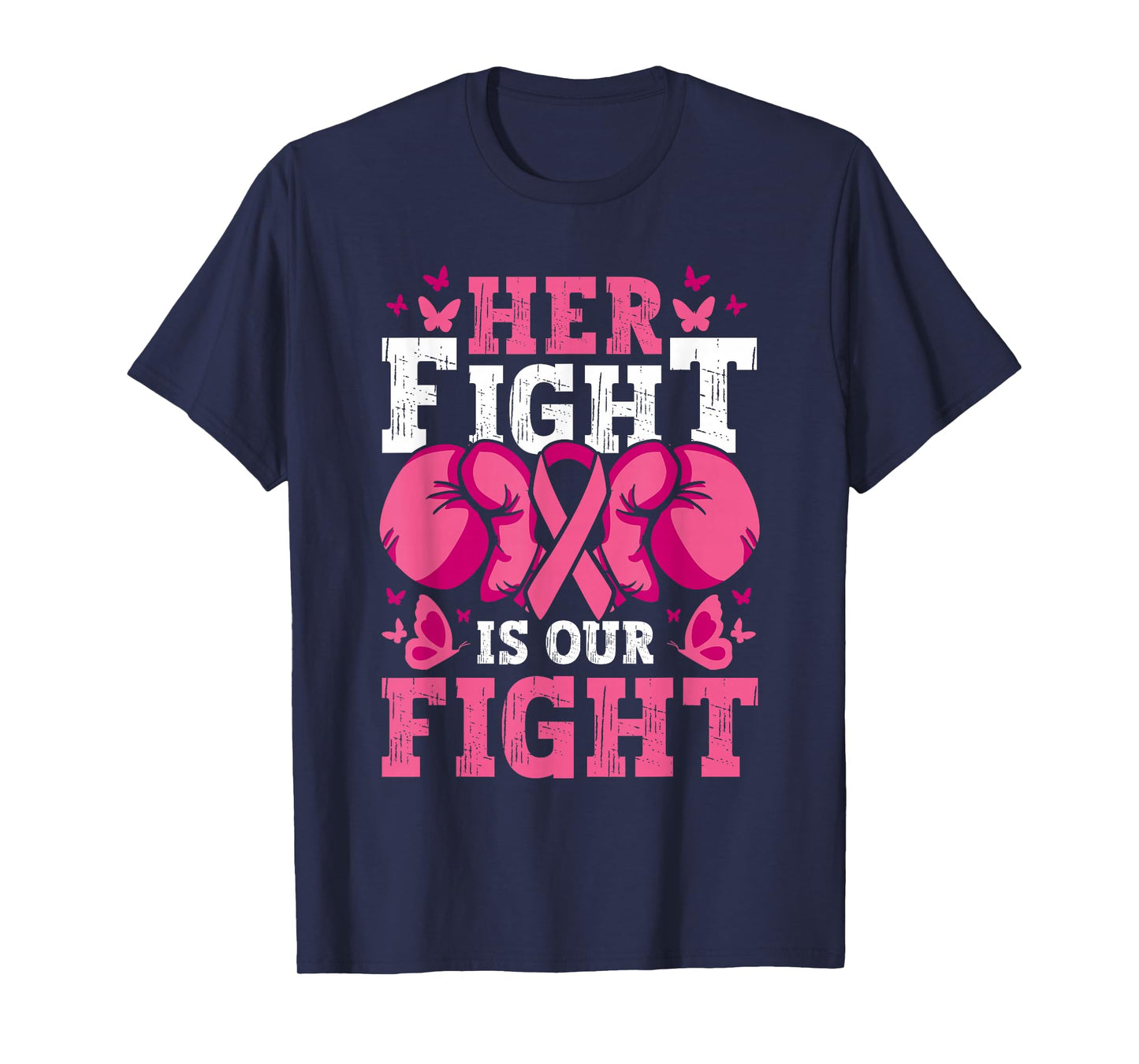Breast Cancer Her Fight is Our Fight Pink Boxing Gloves T-Shirt